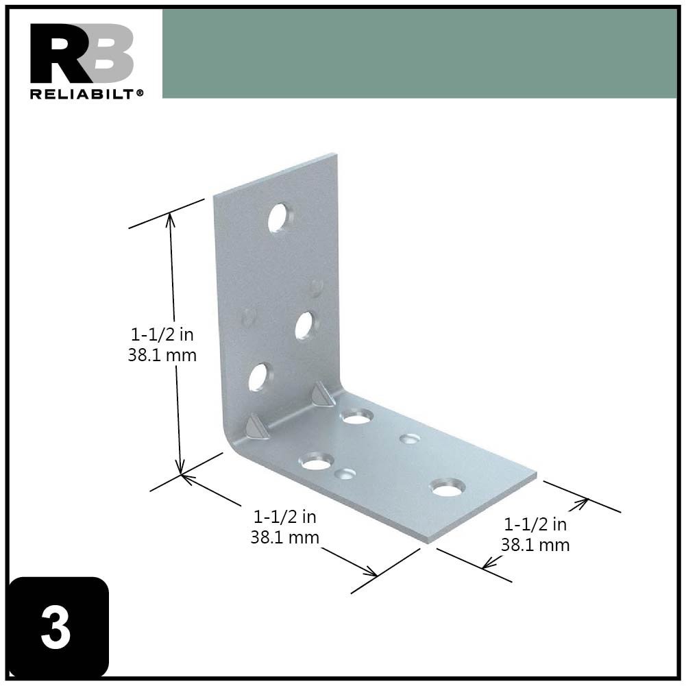 slide 4 of 6, RELIABILT 2.5-in x 1.5-in x 2.5-in 1.8 -Gauge Zinc-plated Steel Corner brace, 1 ct