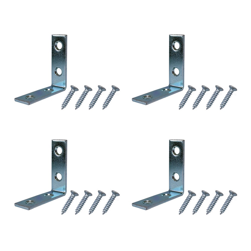 slide 1 of 4, RELIABILT 1.5-in x 0.5-in x 1.5-in 1.8 -Gauge Zinc-plated Steel Corner brace 4 -Pack, 1 ct