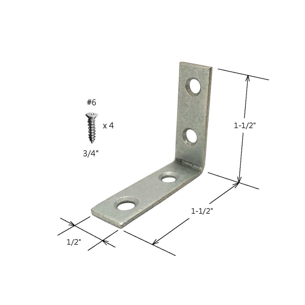slide 3 of 4, RELIABILT 1.5-in x 0.5-in x 1.5-in 1.8 -Gauge Galvanized Steel Corner brace 2 -Pack, 1 ct