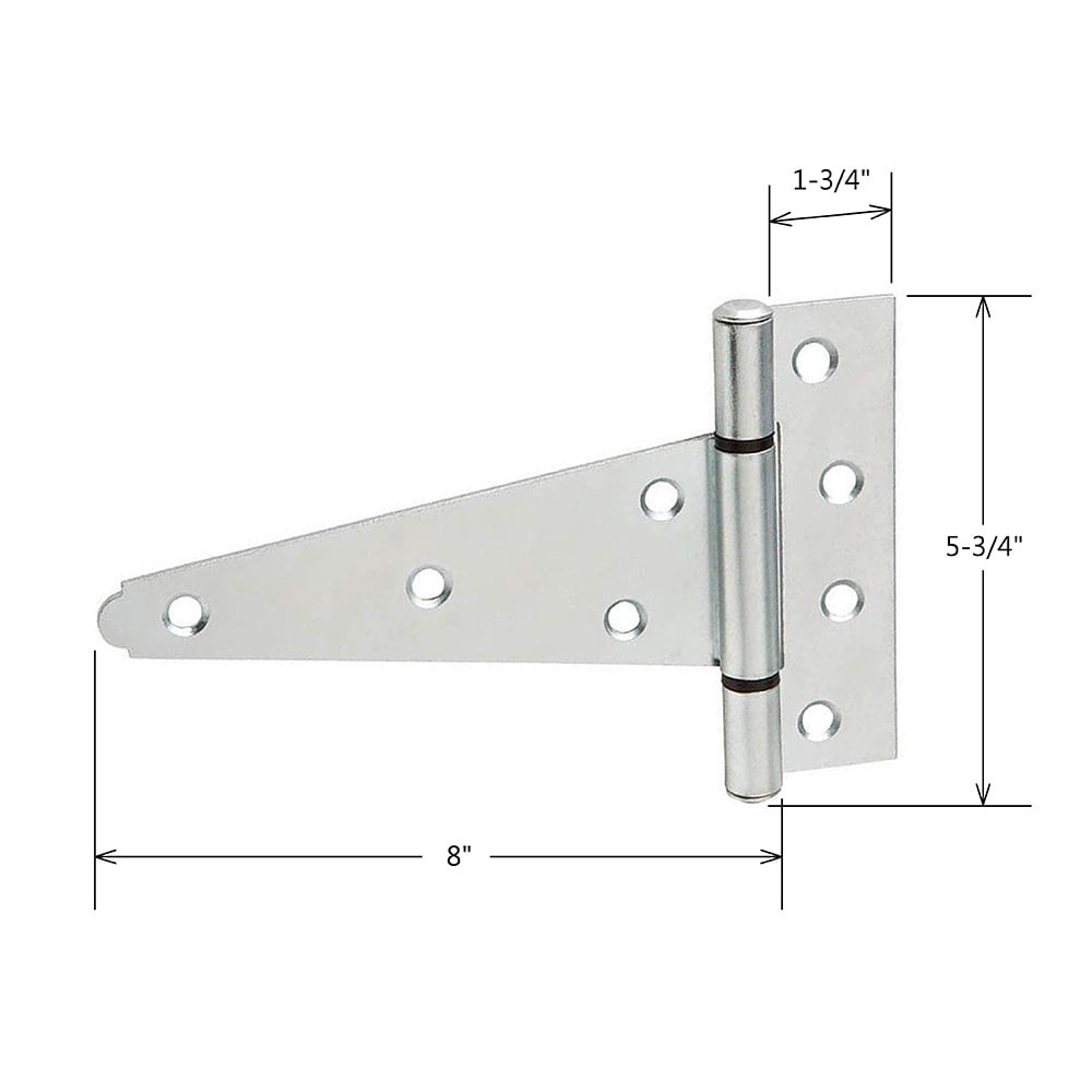 slide 3 of 6, RELIABILT 8-in H Zinc Plated T-shaped Interior/Exterior Door Hinge, 1 ct