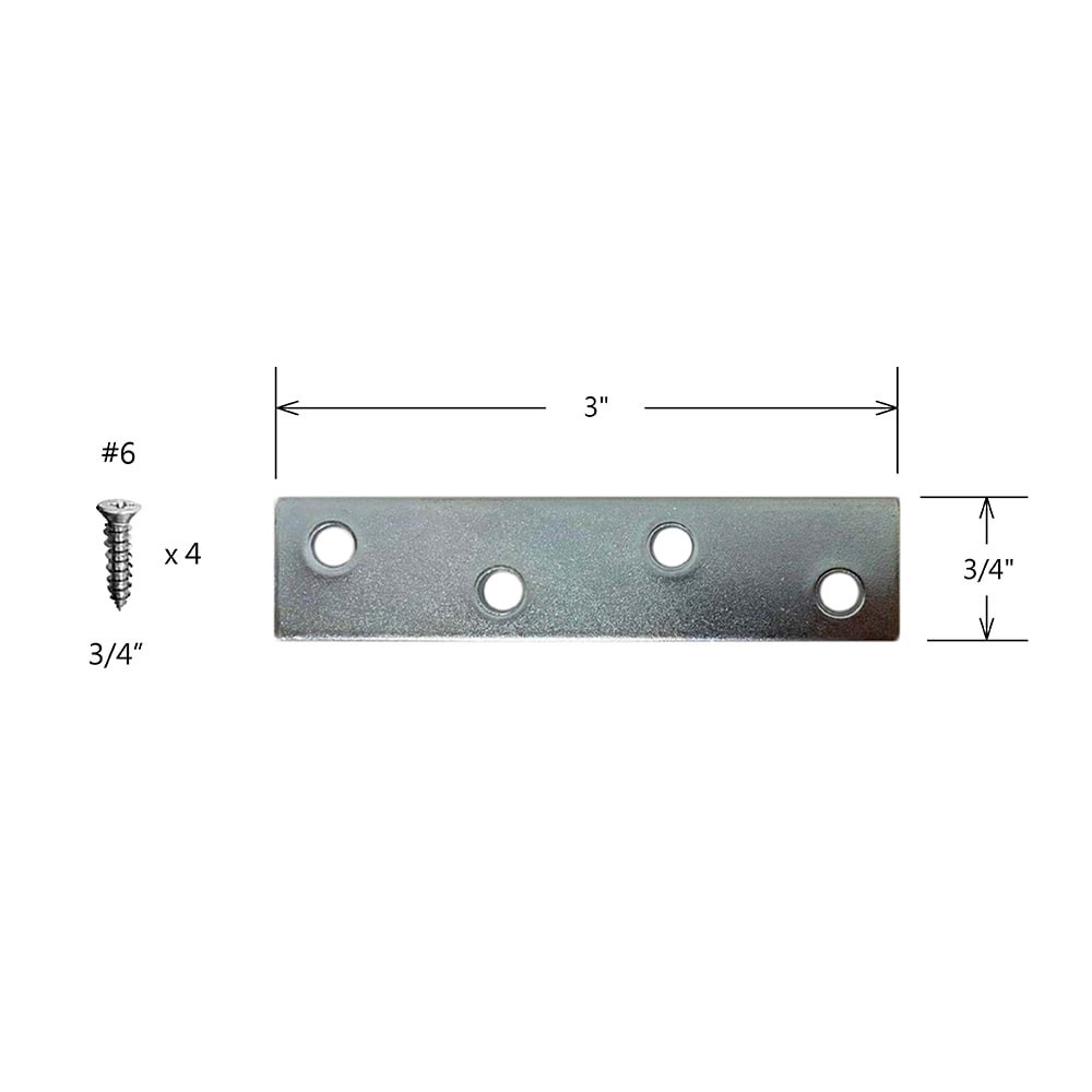 slide 3 of 4, RELIABILT 3-in x 0.75-in x 0.071-in 1.8 -Gauge Zinc-plated Steel Mending brace 4 -Pack, 1 ct