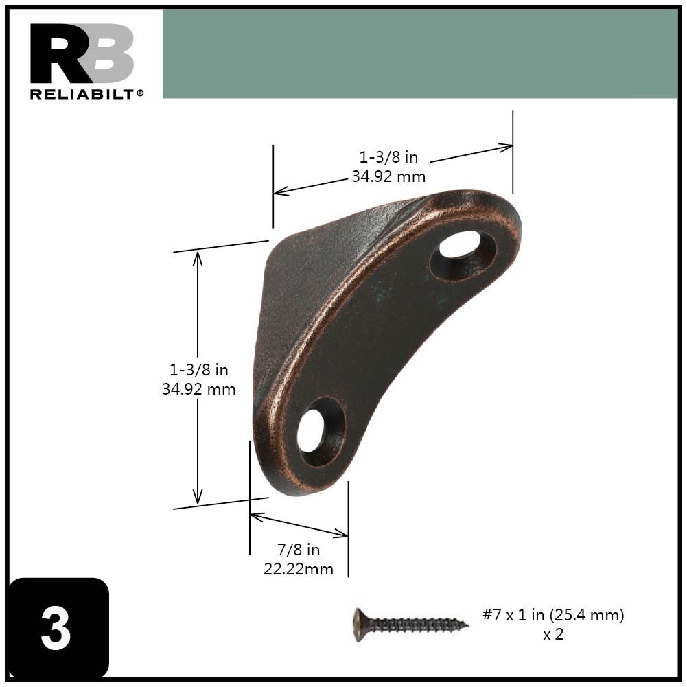 slide 4 of 6, RELIABILT 1.375-in x 0.875-in x 1.375-in 1 -Gauge Bronze Steel Chair brace 4 -Pack, 1 ct