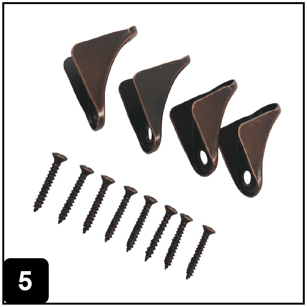 slide 6 of 6, RELIABILT 1.375-in x 0.875-in x 1.375-in 1 -Gauge Bronze Steel Chair brace 4 -Pack, 1 ct
