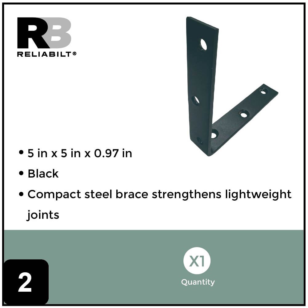 slide 2 of 6, RELIABILT 5-in x 1-in x 5-in 4.2 -Gauge Black Steel Corner brace, 1 ct