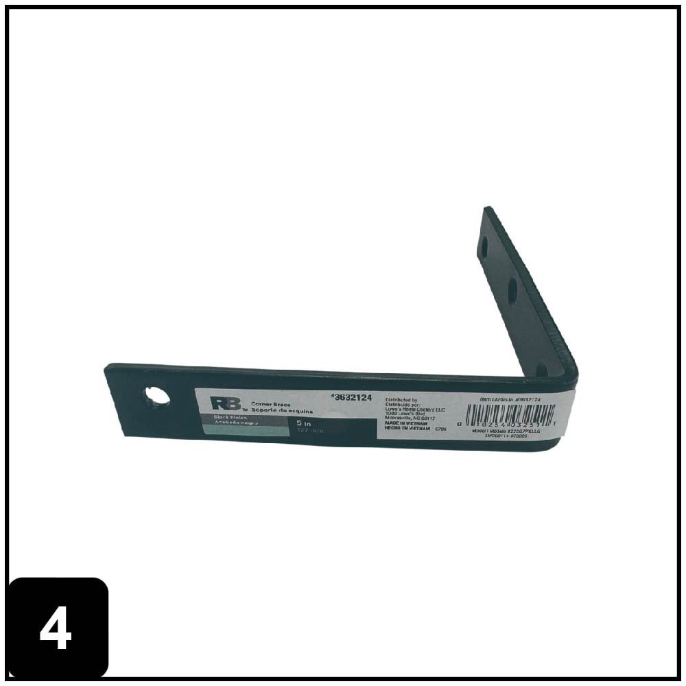 slide 4 of 6, RELIABILT 5-in x 1-in x 5-in 4.2 -Gauge Black Steel Corner brace, 1 ct