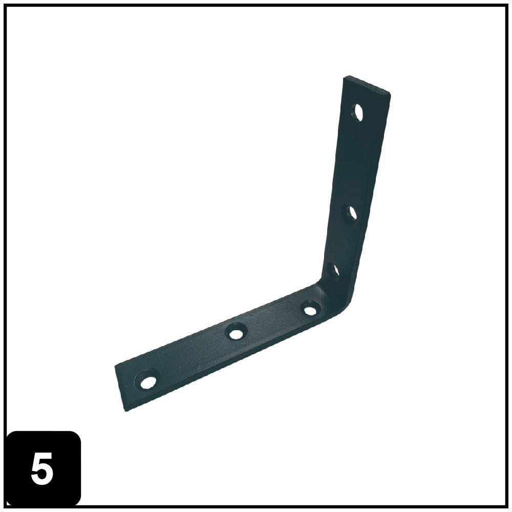 slide 5 of 6, RELIABILT 5-in x 1-in x 5-in 4.2 -Gauge Black Steel Corner brace, 1 ct