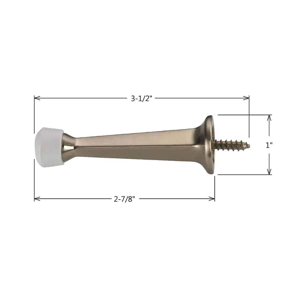 slide 3 of 3, RELIABILT 3-7/10-in Satin nickel Rigid Door Stop 5 -Pack, 1 ct