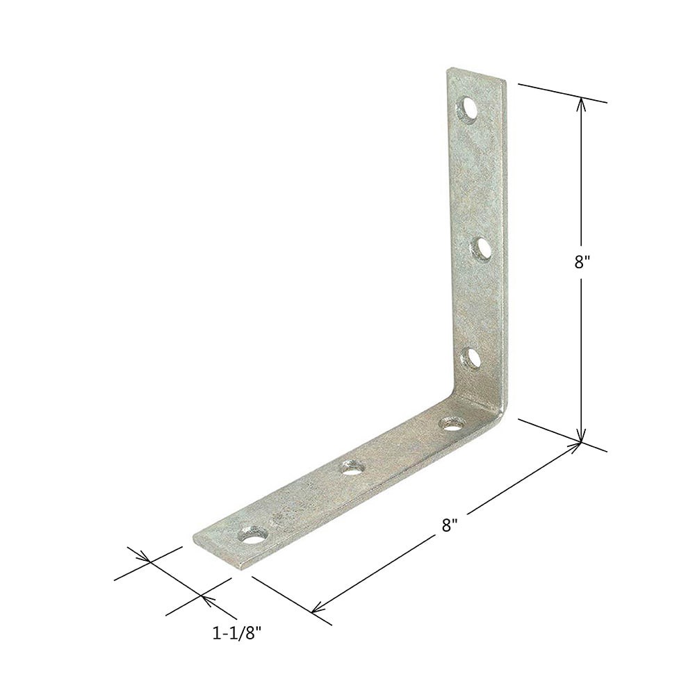 slide 3 of 4, RELIABILT 8-in x 1.125-in x 8-in 5.3 -Gauge Galvanized Steel Corner brace, 1 ct