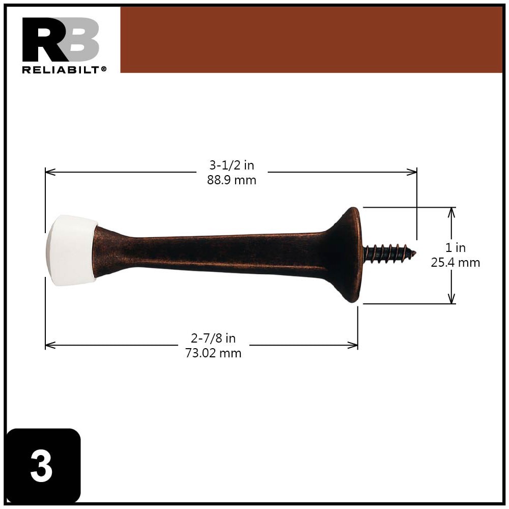 slide 4 of 6, RELIABILT 3-7/10-in Oil-rubbed bronze Rigid Door Stop 5 -Pack, 1 ct