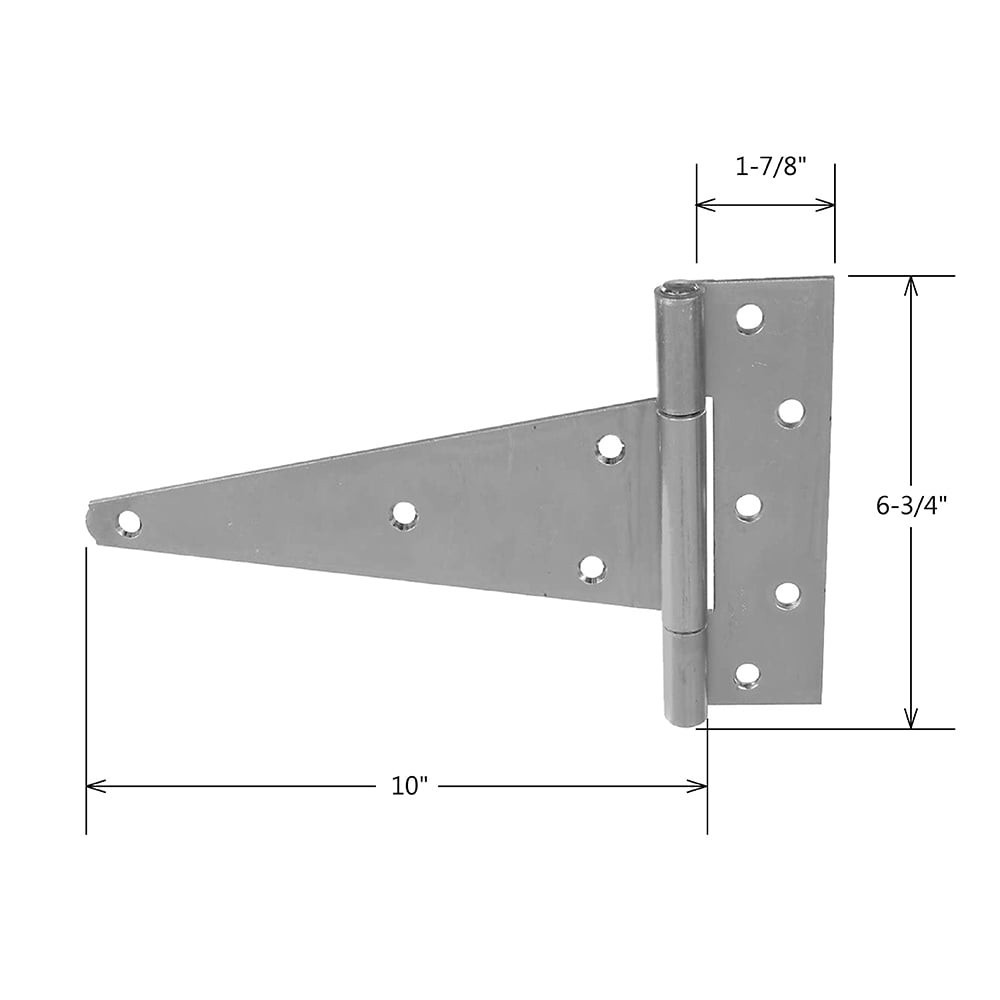 slide 3 of 6, RELIABILT 10-in H Zinc Plated T-shaped Interior/Exterior Door Hinge, 1 ct