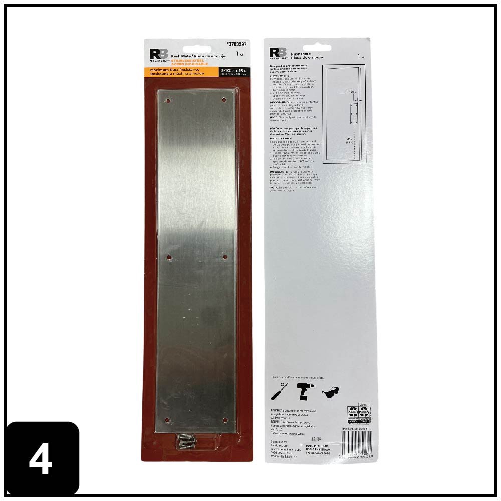 slide 4 of 6, RELIABILT 3-1/2-in W x 15-in H Stainless steel Push plate, 1 ct