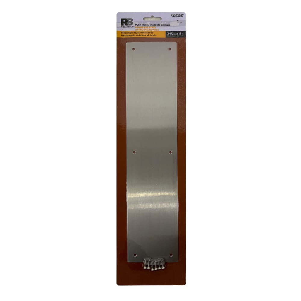 slide 4 of 5, RELIABILT 3-1/2-in W x 15-in H Stainless steel Push plate, 1 ct