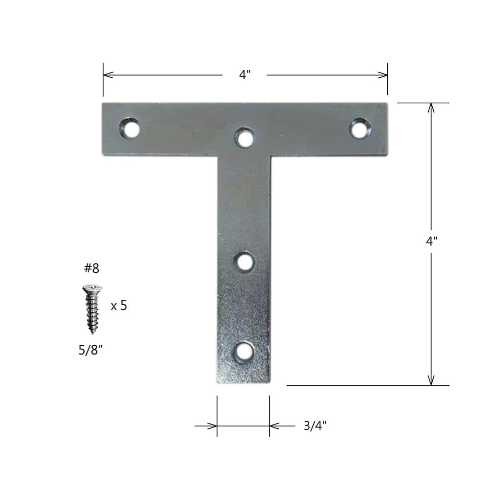 slide 3 of 4, RELIABILT 4-in x 0.75-in x 4-in 2 -Gauge Zinc-plated Steel T-Plate 2 -Pack, 1 ct