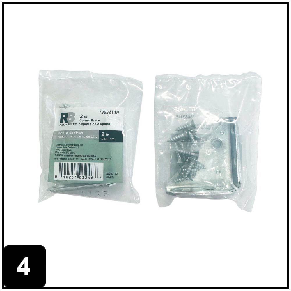 slide 4 of 6, RELIABILT 2-in x 2-in x 0.61-in 1.5 -Gauge Zinc-plated Steel Corner brace 2 -Pack, 1 ct