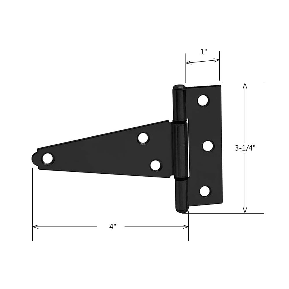 slide 3 of 6, RELIABILT 4-in H Black Zinc-Plated T-shaped Interior/Exterior Door Hinge, 1 ct