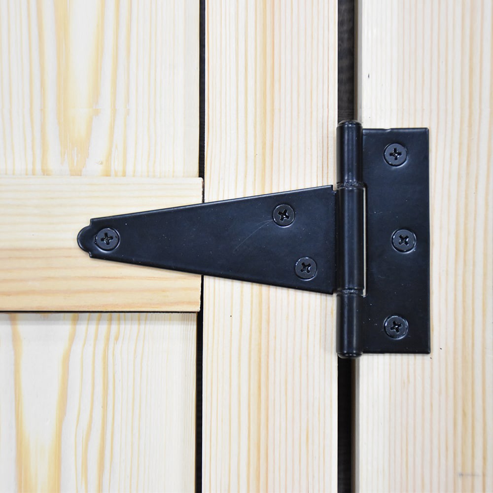 slide 4 of 6, RELIABILT 4-in H Black Zinc-Plated T-shaped Interior/Exterior Door Hinge, 1 ct