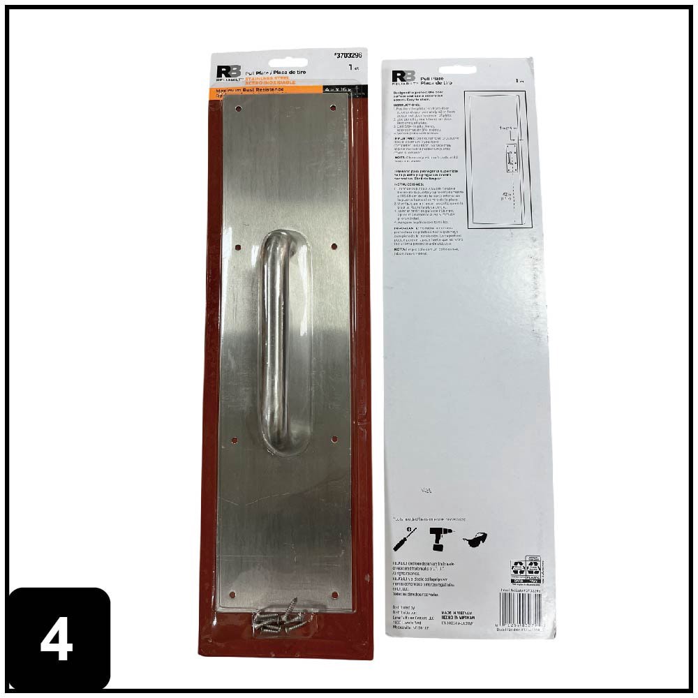 slide 4 of 6, RELIABILT 4-in W x 16-in H Stainless steel Pull plate, 1 ct