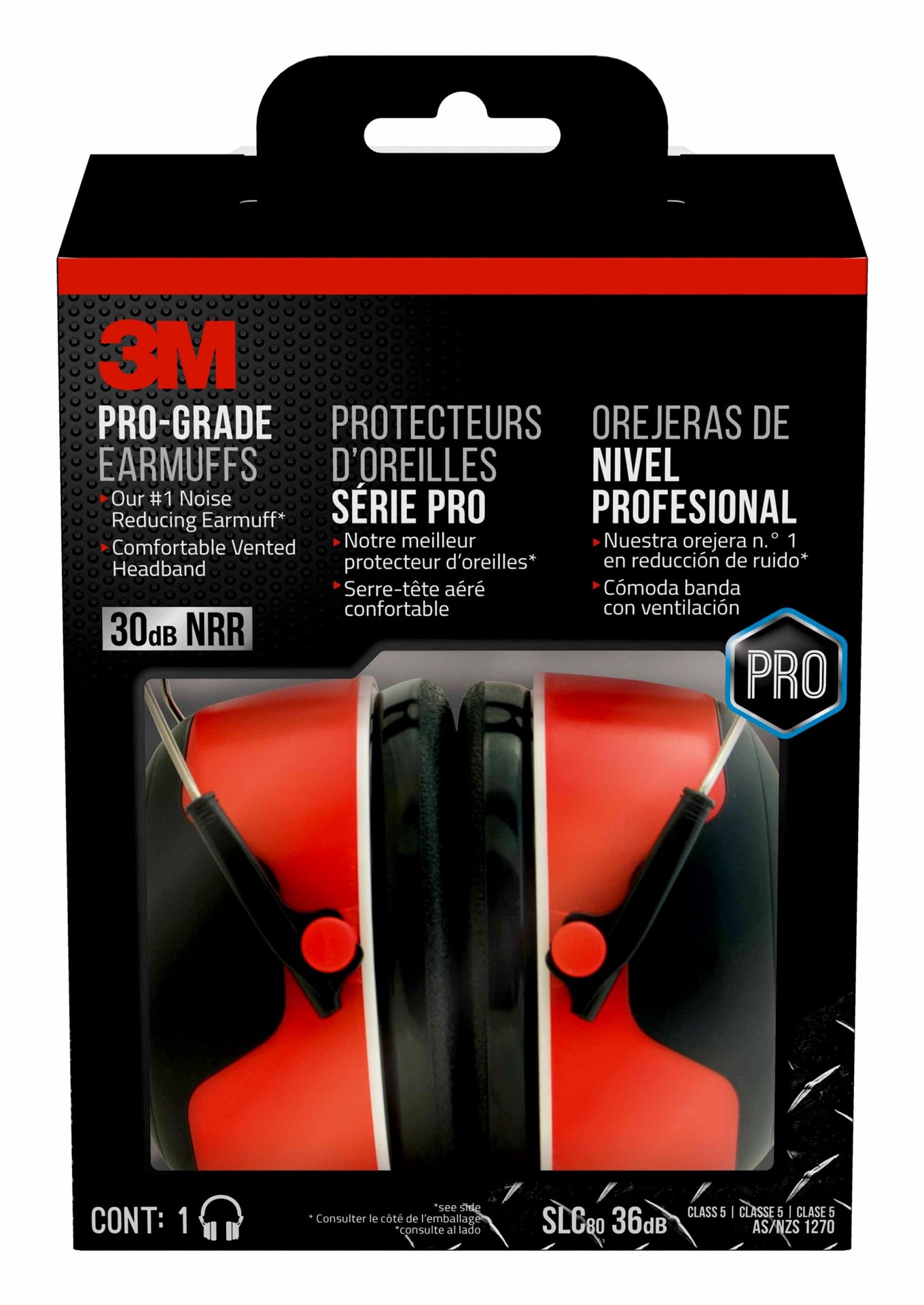 slide 2 of 6, 3M Pro Grade Reusable Cordless Hearing Protection Earmuffs 30 dB Noise Reduction Rating, 1 ct