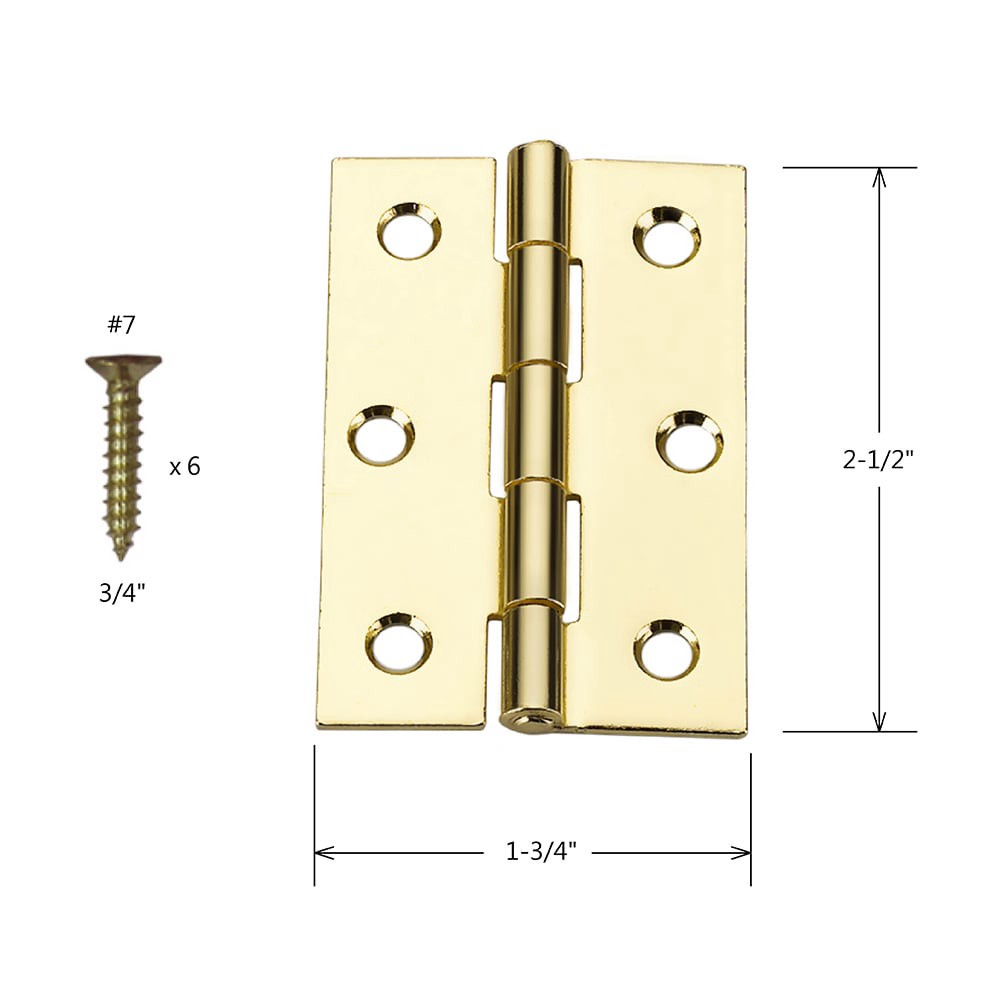 slide 3 of 6, RELIABILT 2-1/2-in H Gold Mortise Interior/Exterior Door Hinge 2 -Pack, 1 ct