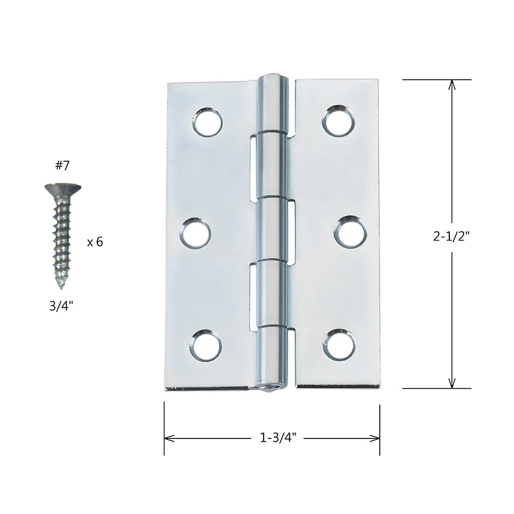 slide 3 of 6, RELIABILT 2-1/2-in H Silver Mortise Interior/Exterior Door Hinge 2 -Pack, 1 ct