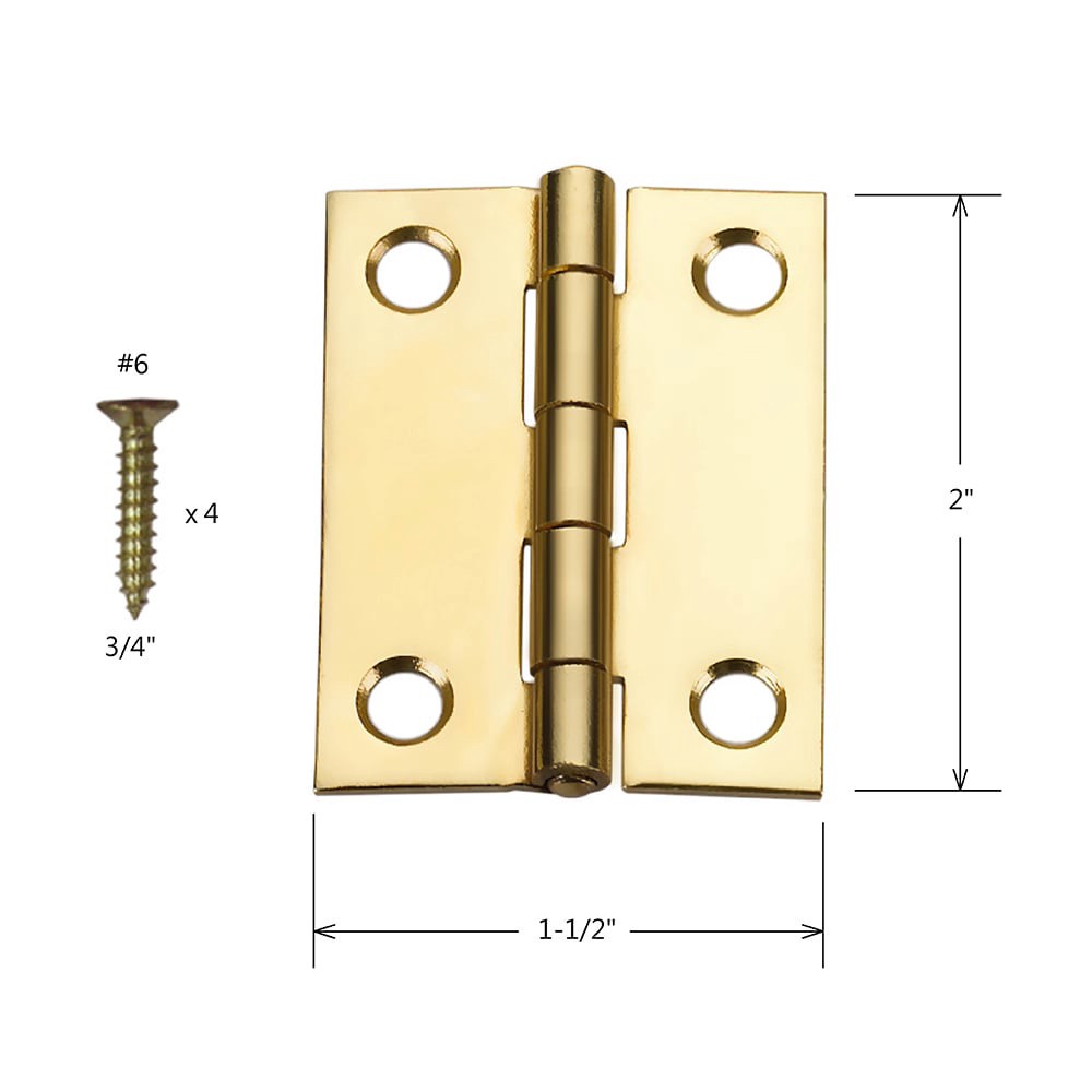 slide 3 of 6, RELIABILT 2-in H Gold Mortise Interior/Exterior Door Hinge 2 -Pack, 1 ct