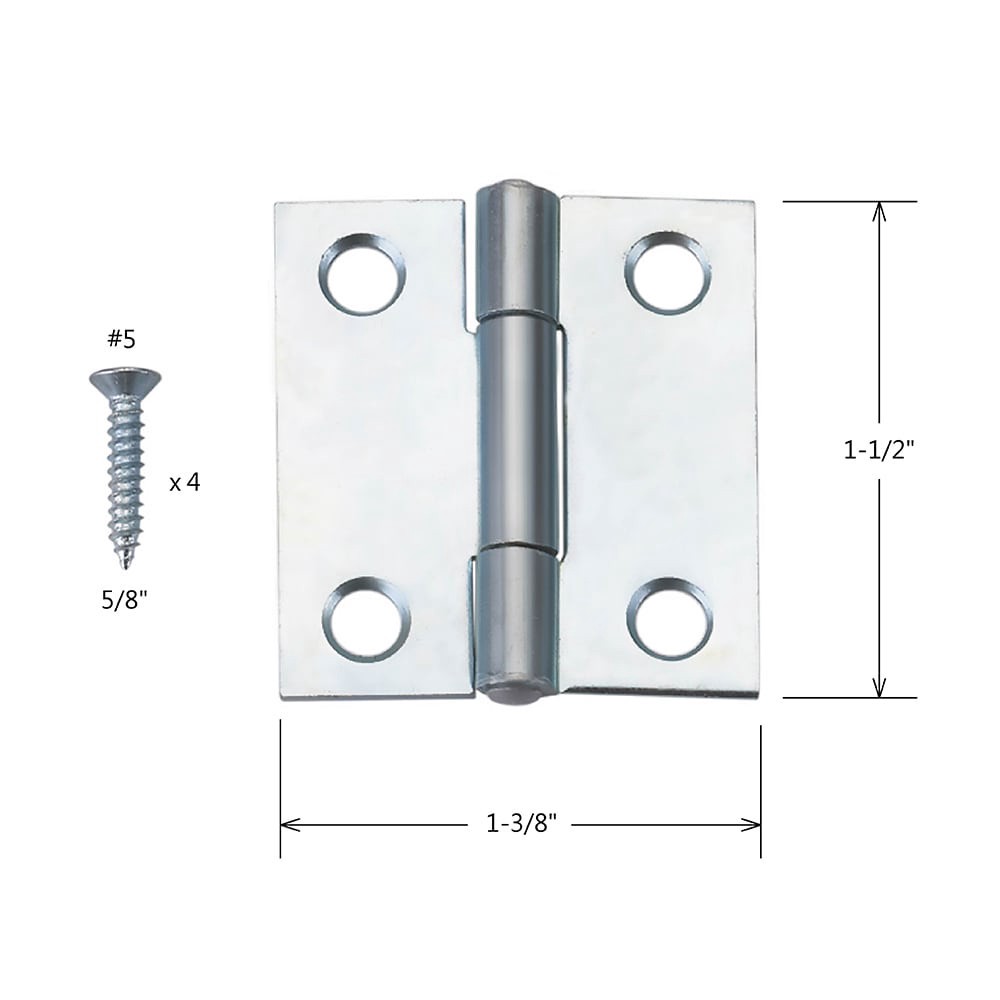 slide 3 of 6, RELIABILT 1-1/2-in H Silver Mortise Interior/Exterior Door Hinge 2 -Pack, 1 ct