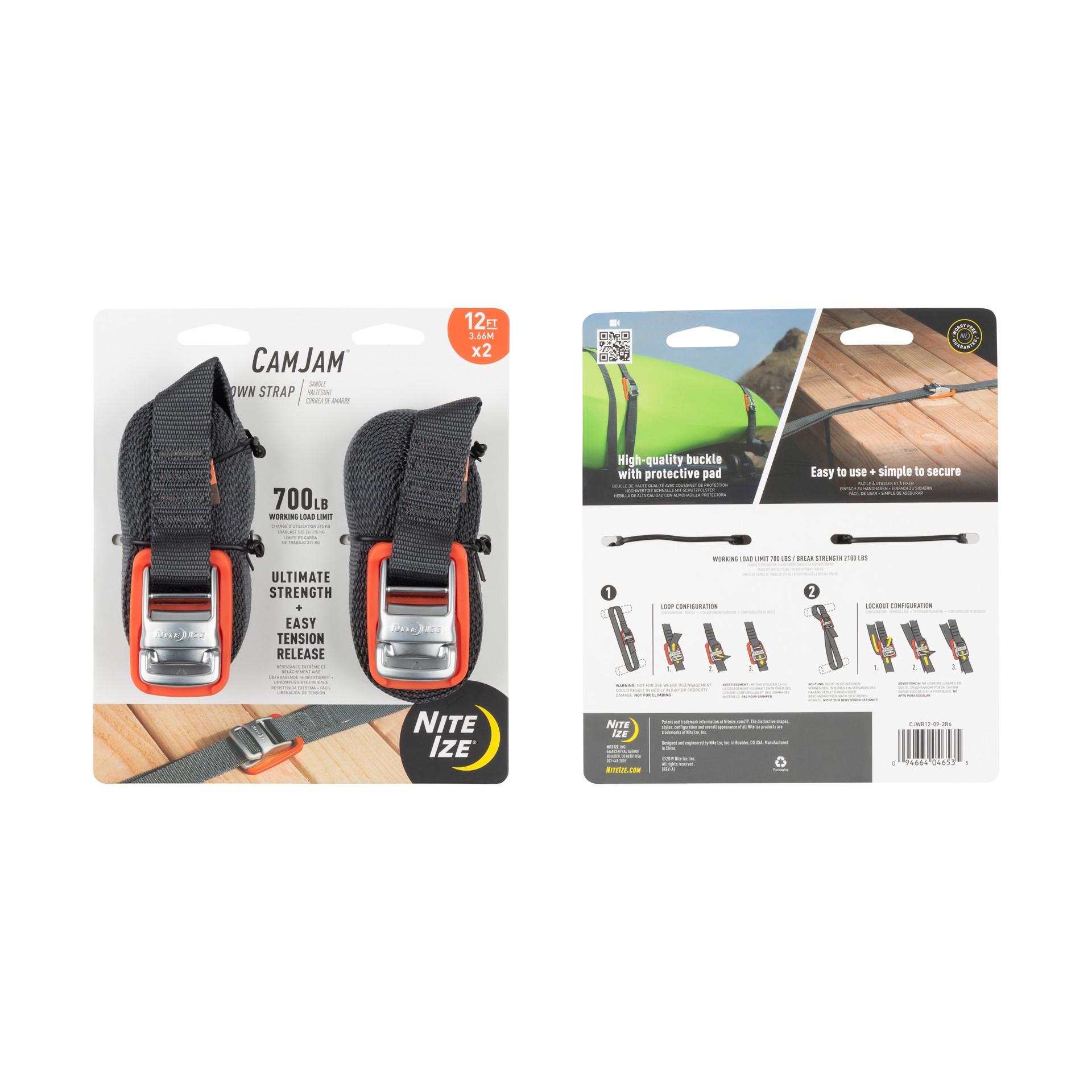 slide 3 of 6, Nite Ize 1-in x 12-ft Cam Tie Down with Cam Buckle 2100-lb Break Strength 2 -Pack, 1 ct