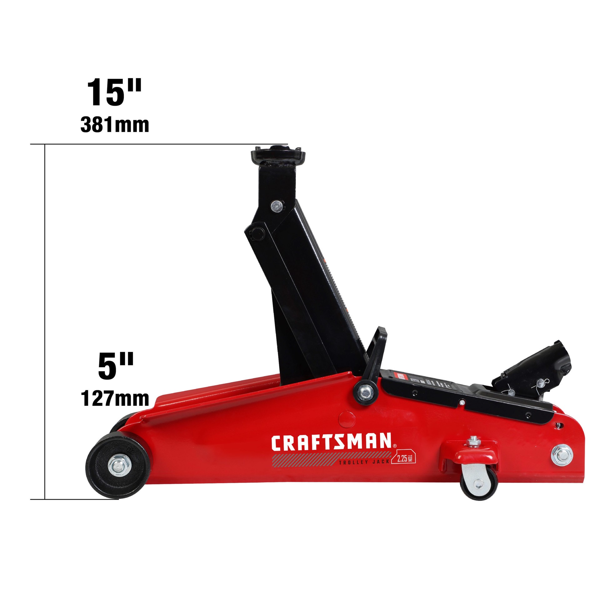 slide 5 of 5, CRAFTSMAN Black 2.25-Ton Steel Hydraulic Trolley jack, 1 ct