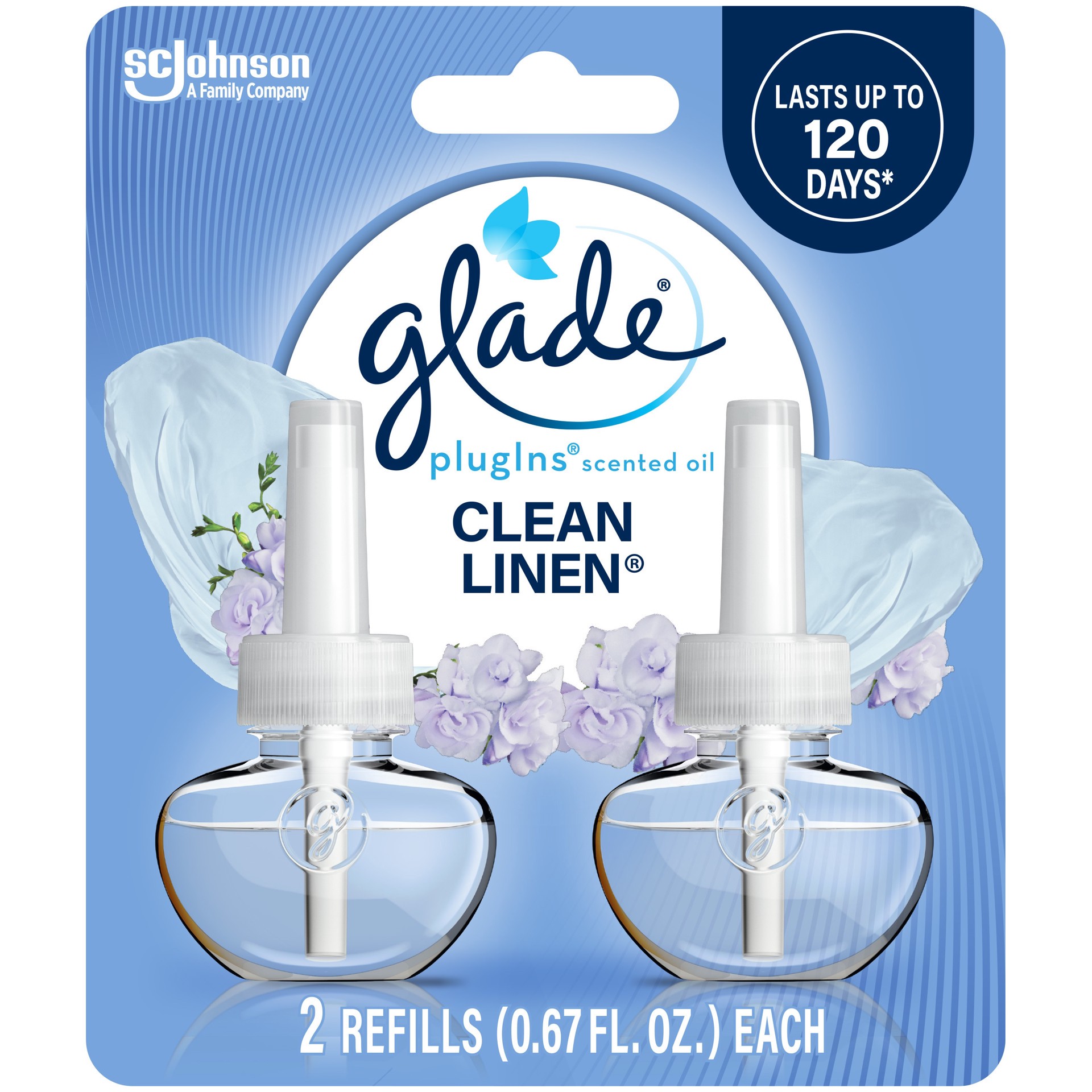 slide 1 of 6, Glade 0.67 -fl oz Clean Linen Refill Air Freshener 2 -Pack, 1 ct