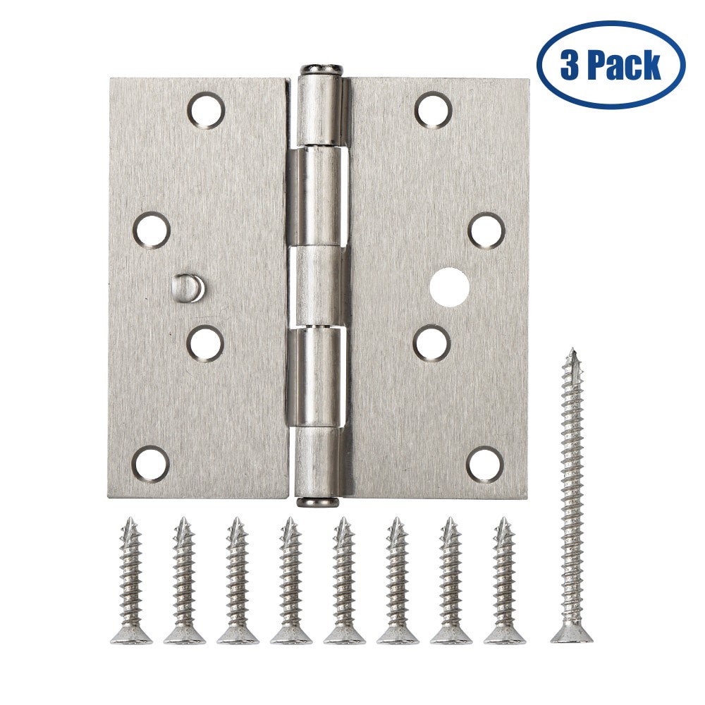 slide 2 of 6, RELIABILT 4-in H Square Satin Nickel Security Interior Door Hinge 3 -Pack, 1 ct