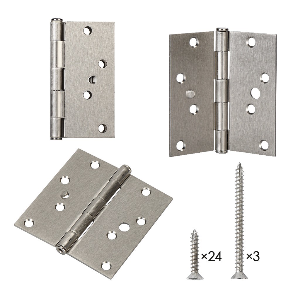 slide 3 of 6, RELIABILT 4-in H Square Satin Nickel Security Interior Door Hinge 3 -Pack, 1 ct