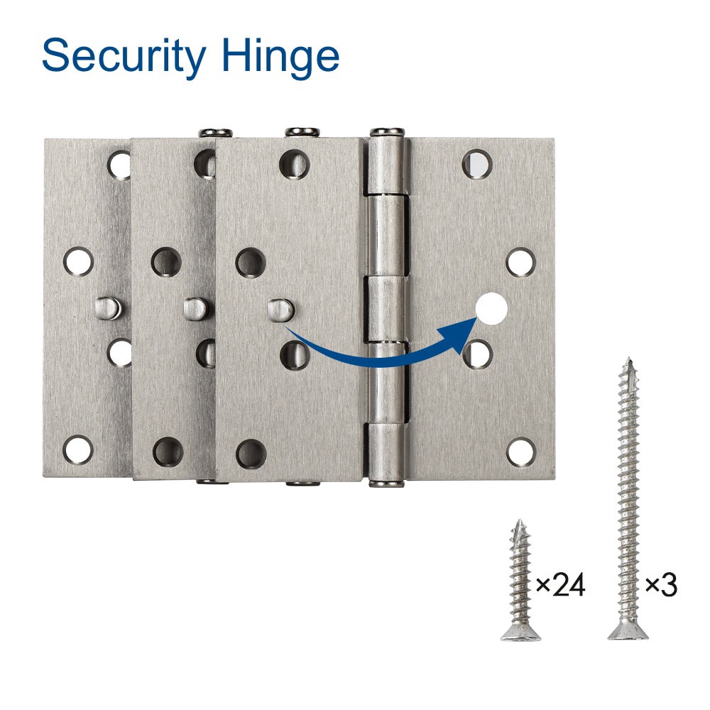 slide 1 of 6, RELIABILT 4-in H Square Satin Nickel Security Interior Door Hinge 3 -Pack, 1 ct