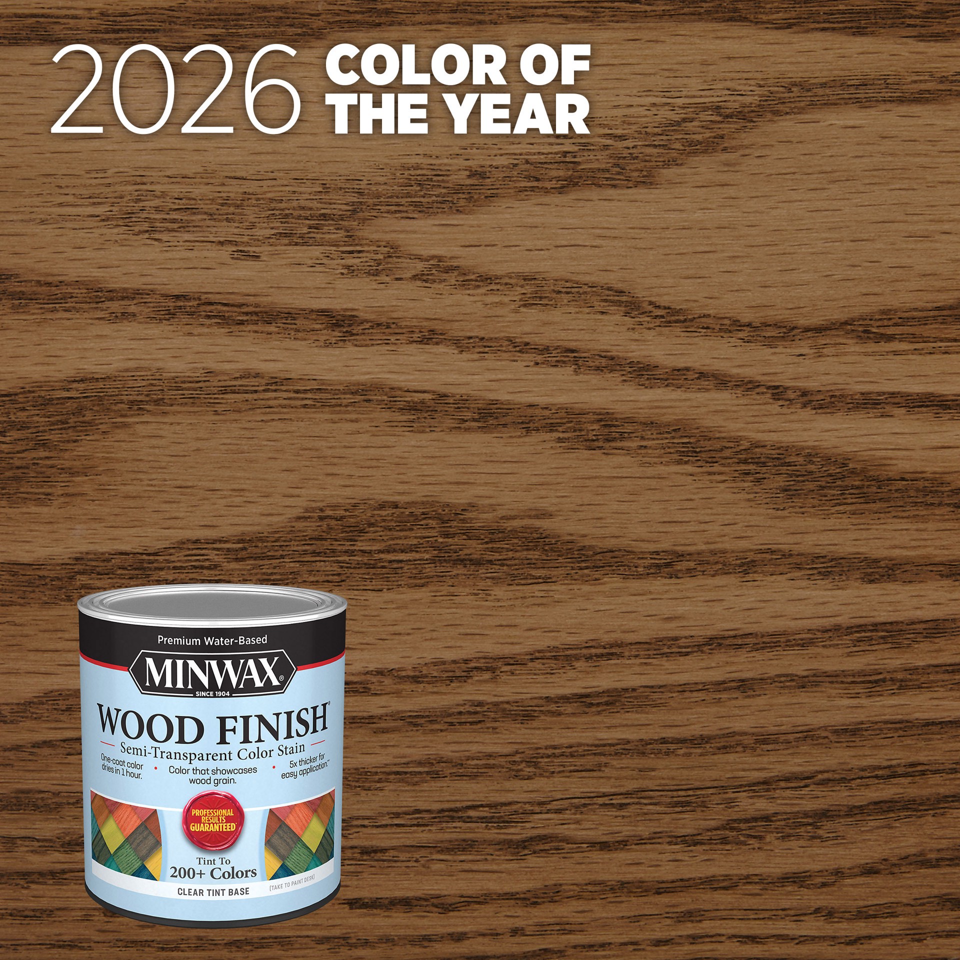 slide 1 of 6, Minwax Wood Finish Water-based 2026 Color of the Year Special Walnut MW224 Semi-transparent Interior Stain ( 1-quart ), 1 ct
