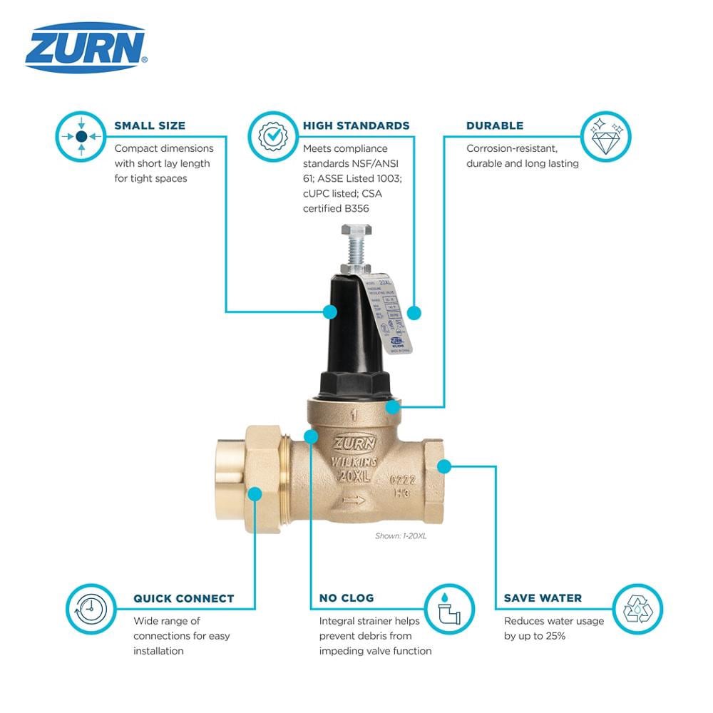 slide 4 of 6, Zurn Wilkins 3/4-in FNPT Bronze Pressure reducing valve, 1 ct