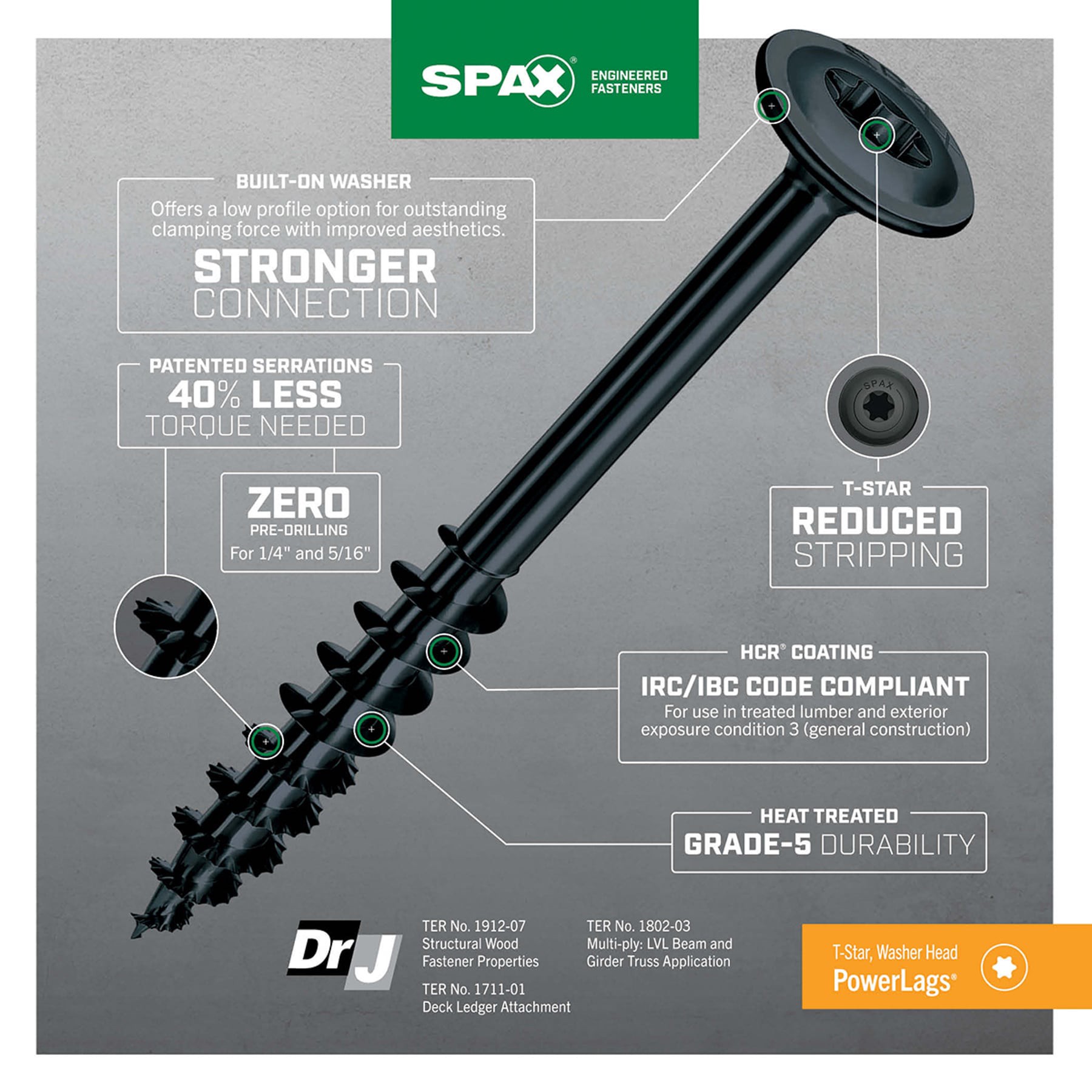 slide 4 of 6, SPAX 5/16-in x 5-in Black Coated Washer -Head Exterior Structural wood screws 50 -Pack, 1 ct