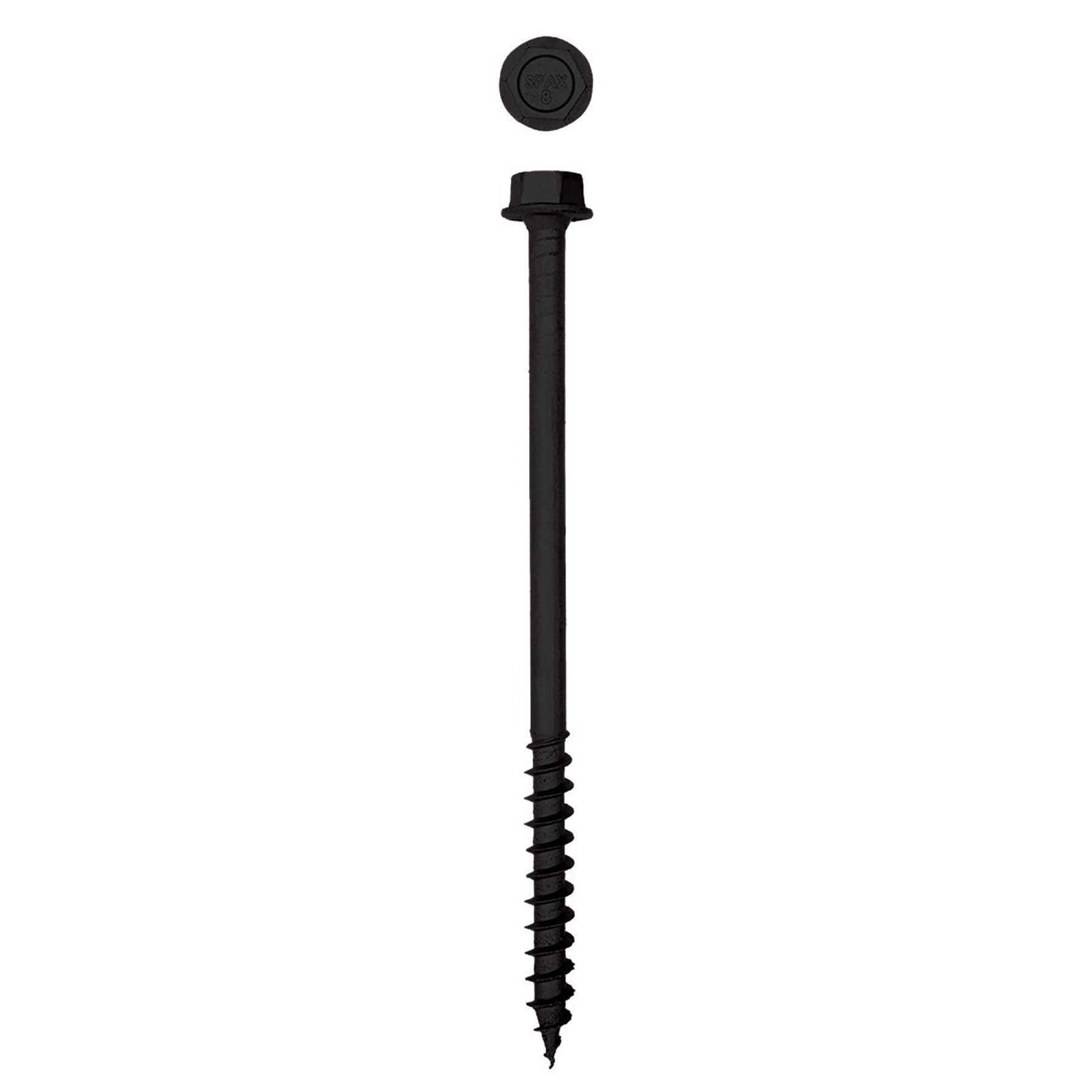 slide 2 of 4, SPAX 1/2-in x 8-in Black Coated Hex -Head Exterior Structural wood screws, 1 ct