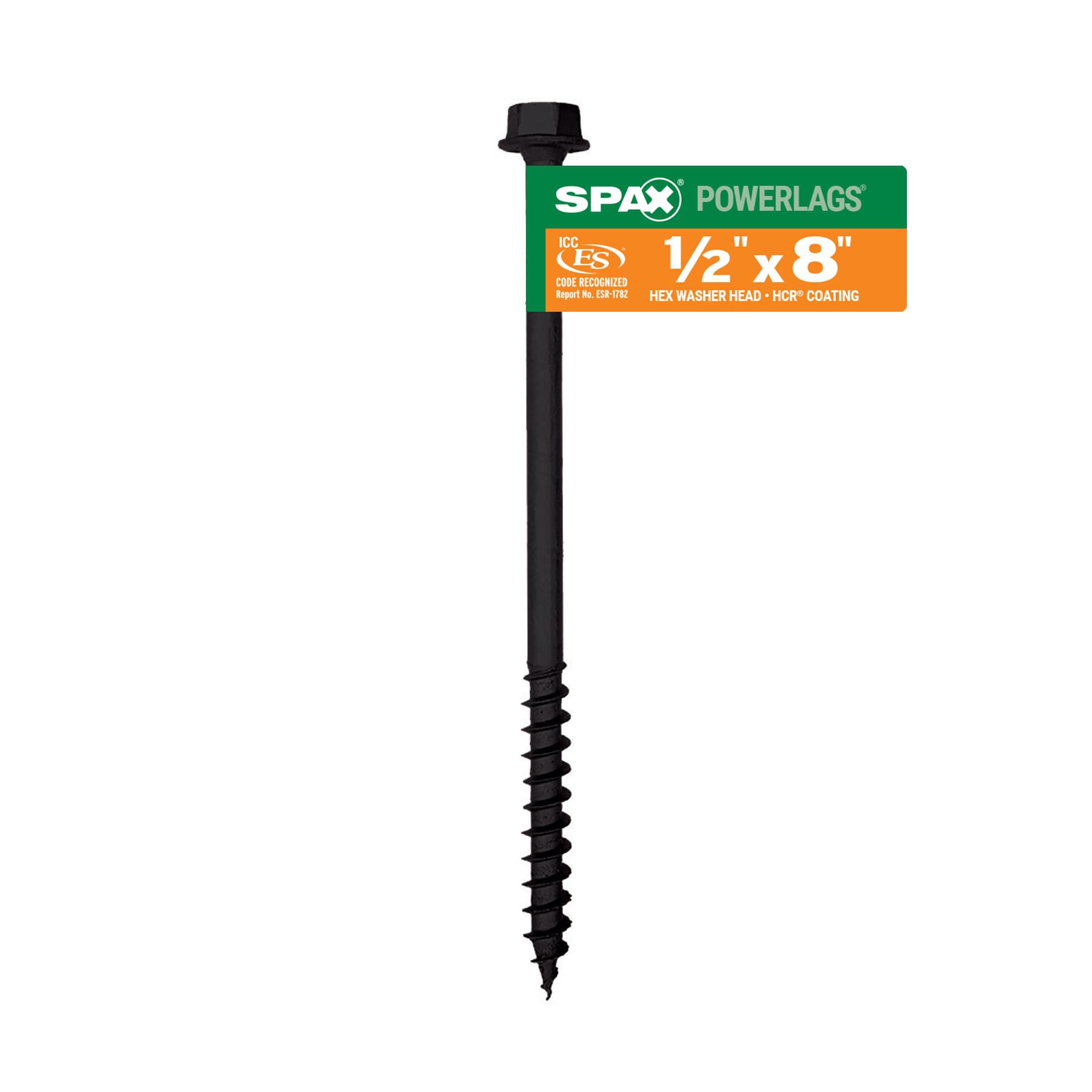 slide 1 of 4, SPAX 1/2-in x 8-in Black Coated Hex -Head Exterior Structural wood screws, 1 ct