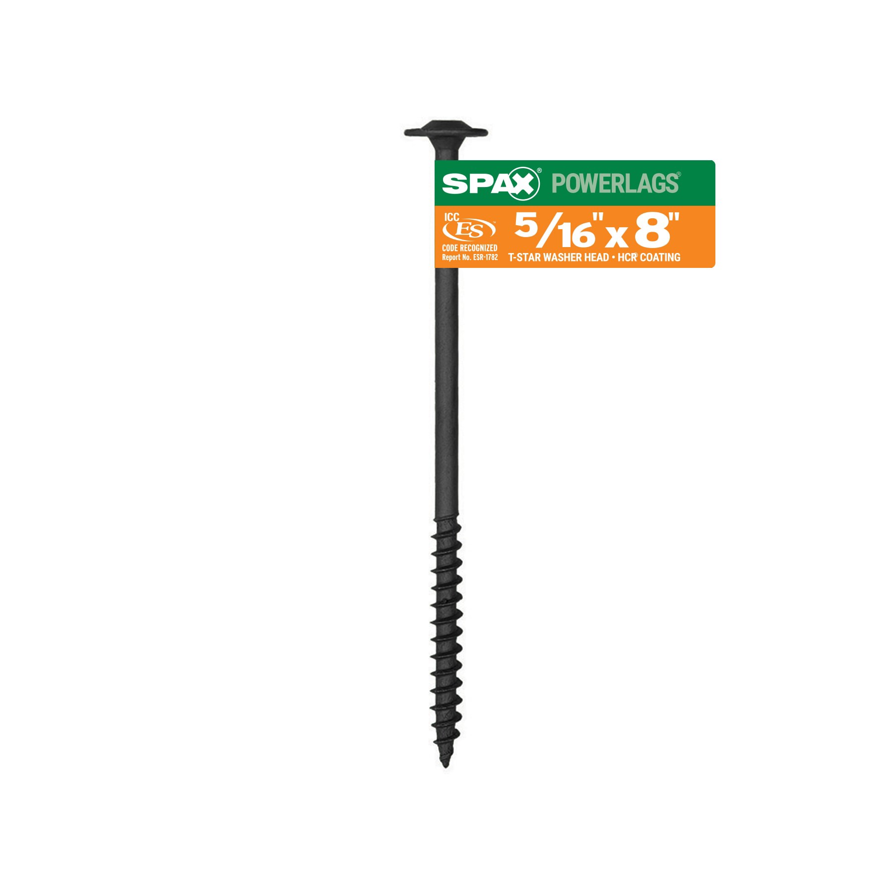 slide 1 of 5, SPAX 5/16-in x 8-in Black Coated Wafer -Head Exterior Structural wood screws, 1 ct