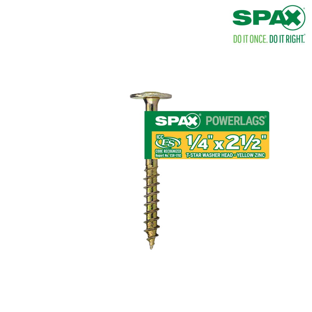 slide 1 of 5, SPAX 1/4-in x 2-1/2-in Yellow/Gold Zinc-Plated Washer -Head Interior Structural wood screws, 1 ct