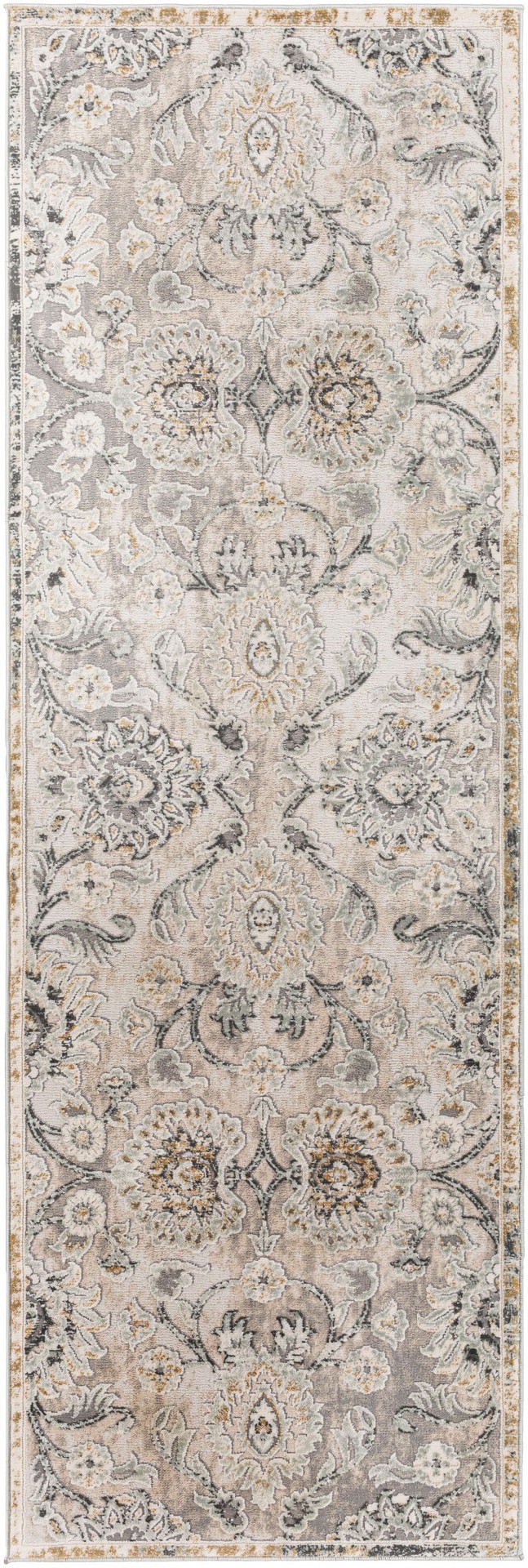slide 4 of 6, allen + roth Delft 2 x 8 (ft) Loomed Gray Rectangular Indoor Floral/Botanical Persian Pet Friendly Runner rug, 1 ct