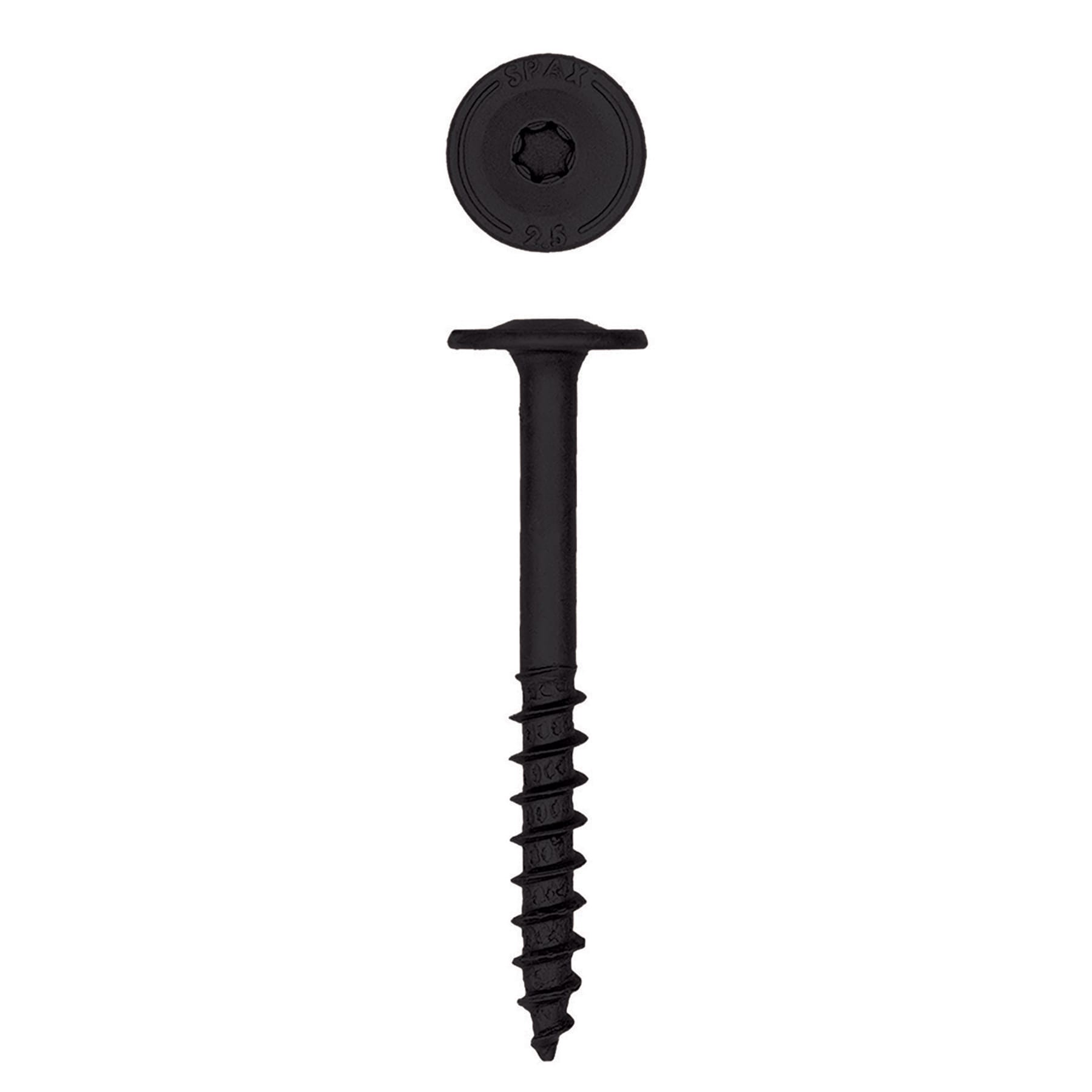 slide 2 of 5, SPAX 1/4-in x 2-1/2-in Black Coated Washer -Head Exterior Structural wood screws, 1 ct