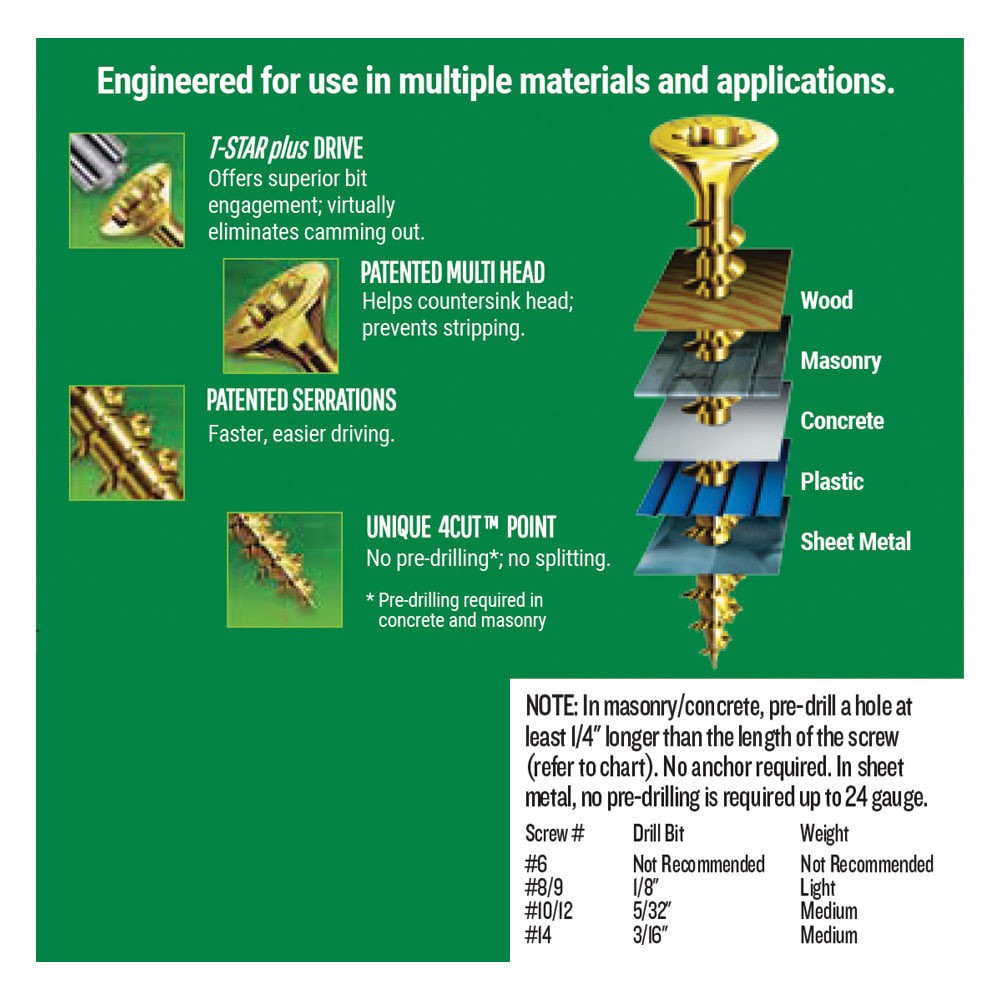 slide 4 of 6, SPAX Construction Framing Countersunk Flush Finish #10 x 3-in Yellow zinc Interior Wood screws ( 200 -Per Box ), 1 ct