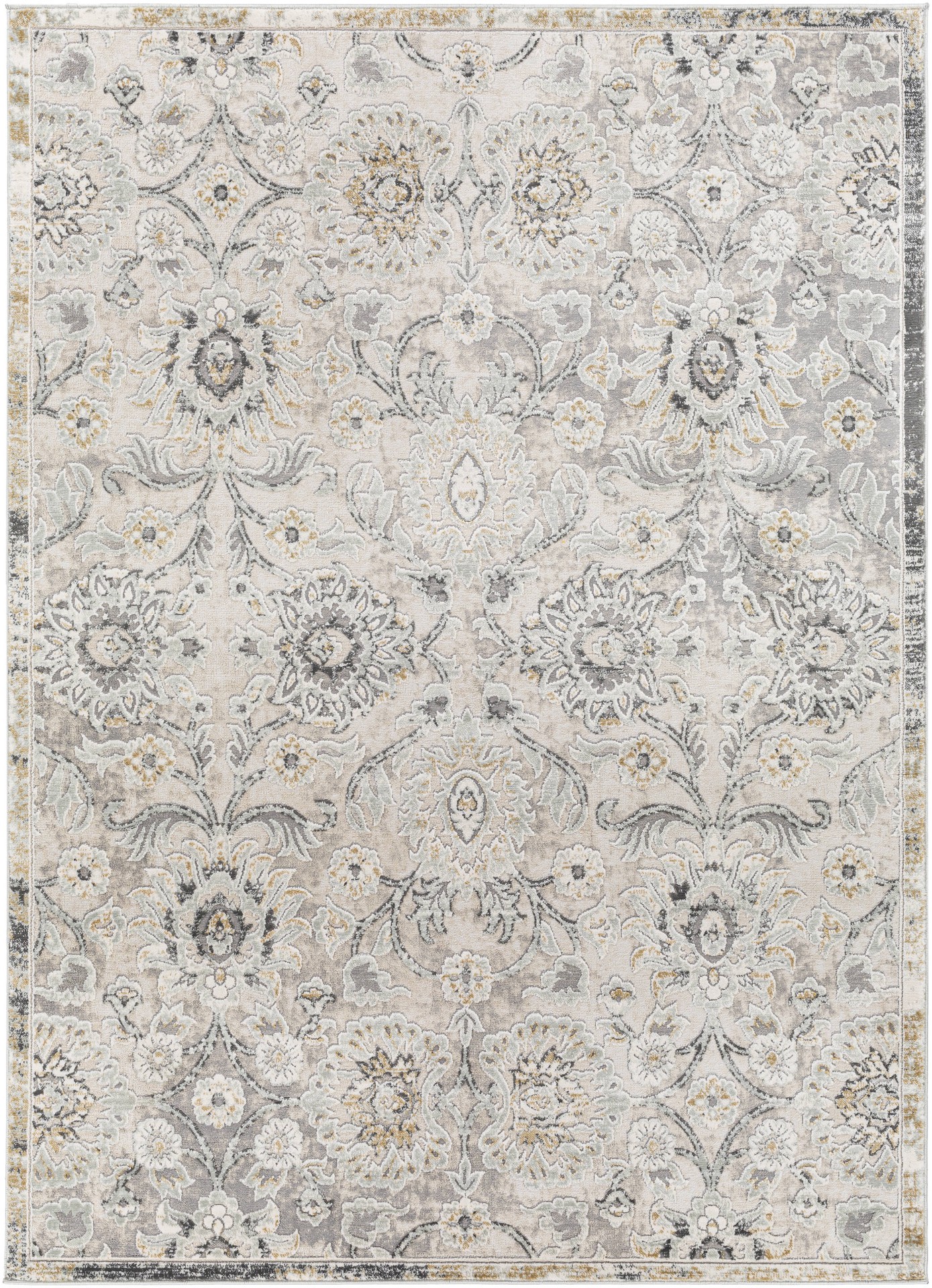 slide 4 of 6, allen + roth Delft 5 x 8 (ft) Loomed Gray Rectangular Indoor Floral/Botanical Persian Pet Friendly Area rug, 1 ct