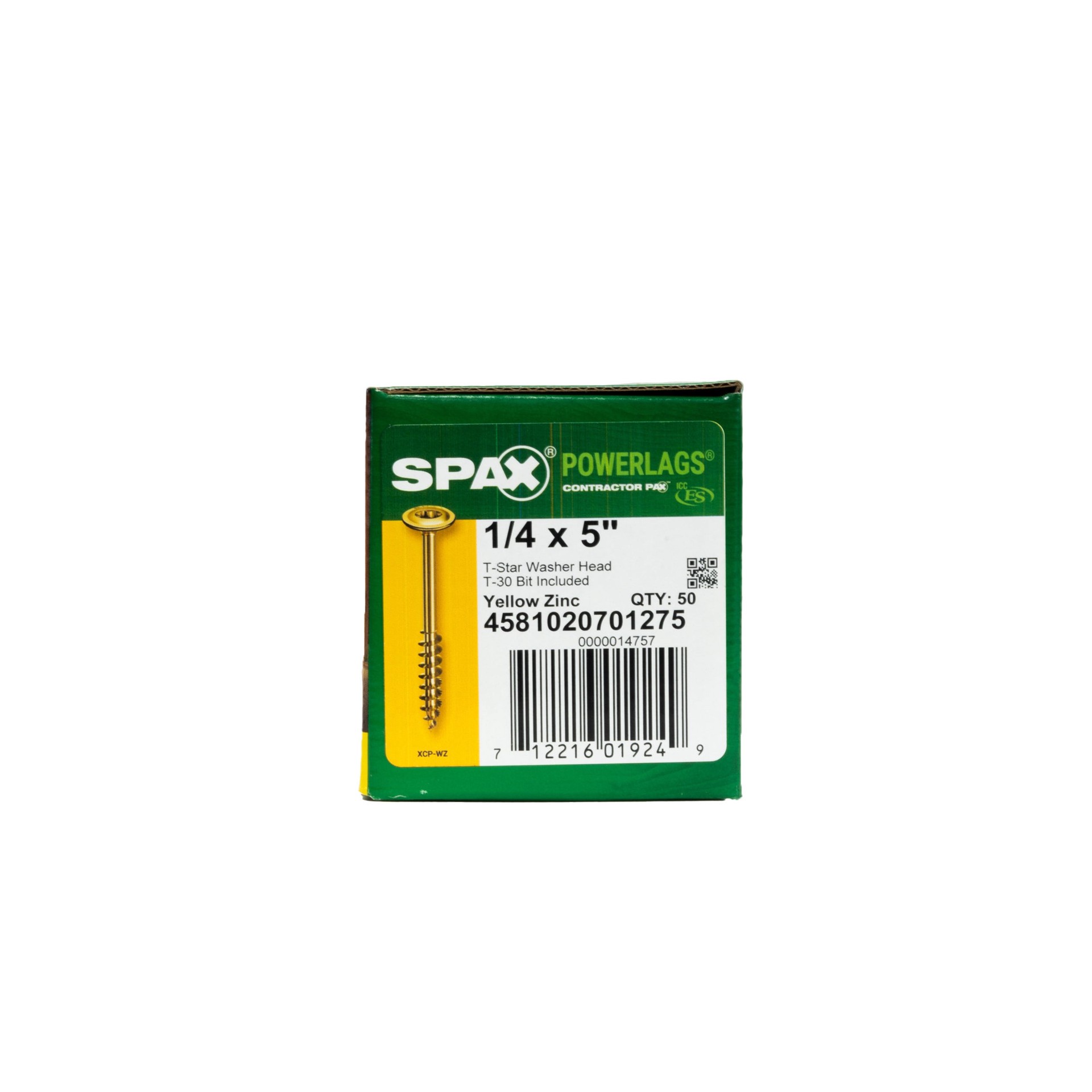 slide 3 of 6, SPAX 1/4-in x 5-in Yellow/Gold Zinc-Plated Washer -Head Interior Structural wood screws 50 -Pack, 1 ct