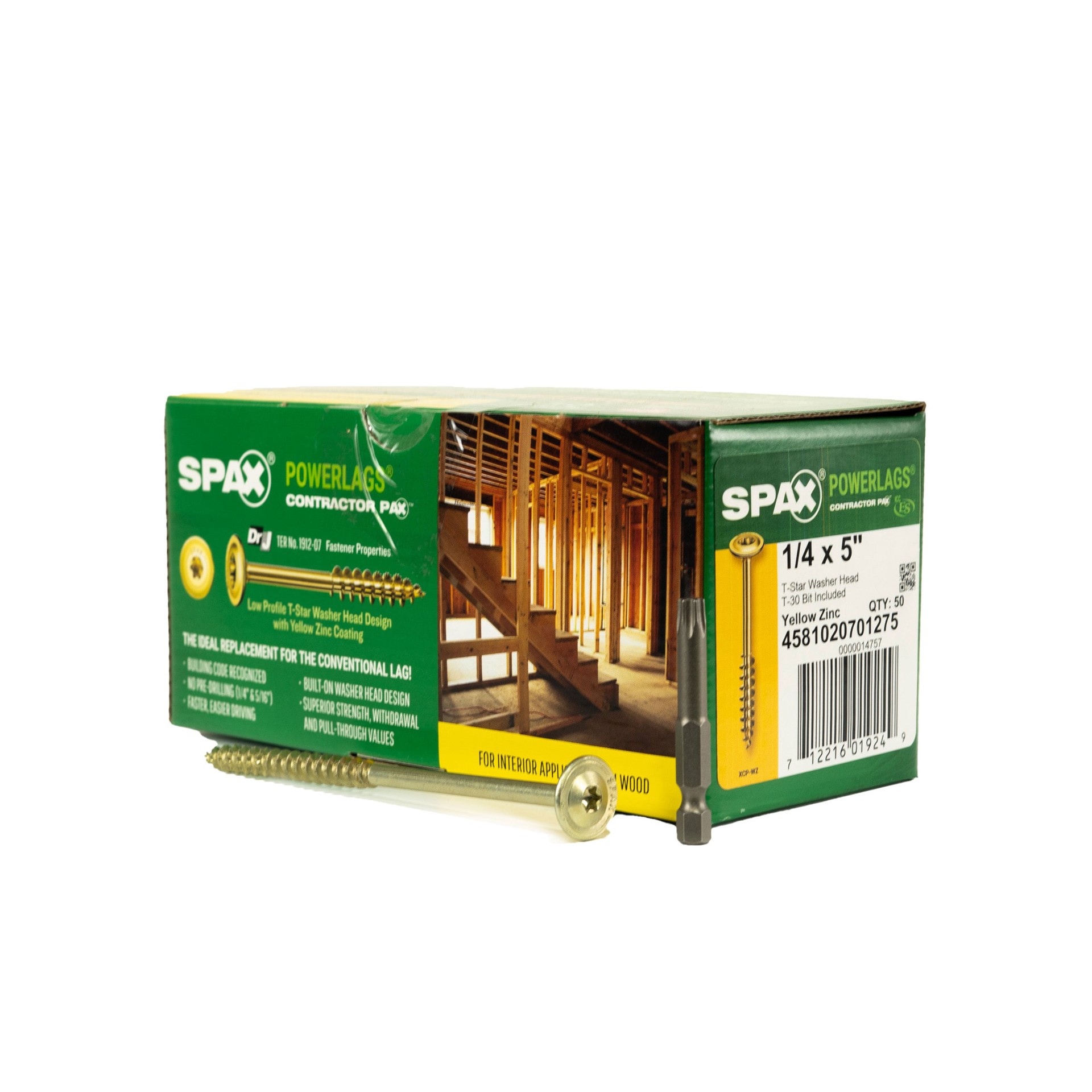 slide 1 of 6, SPAX 1/4-in x 5-in Yellow/Gold Zinc-Plated Washer -Head Interior Structural wood screws 50 -Pack, 1 ct