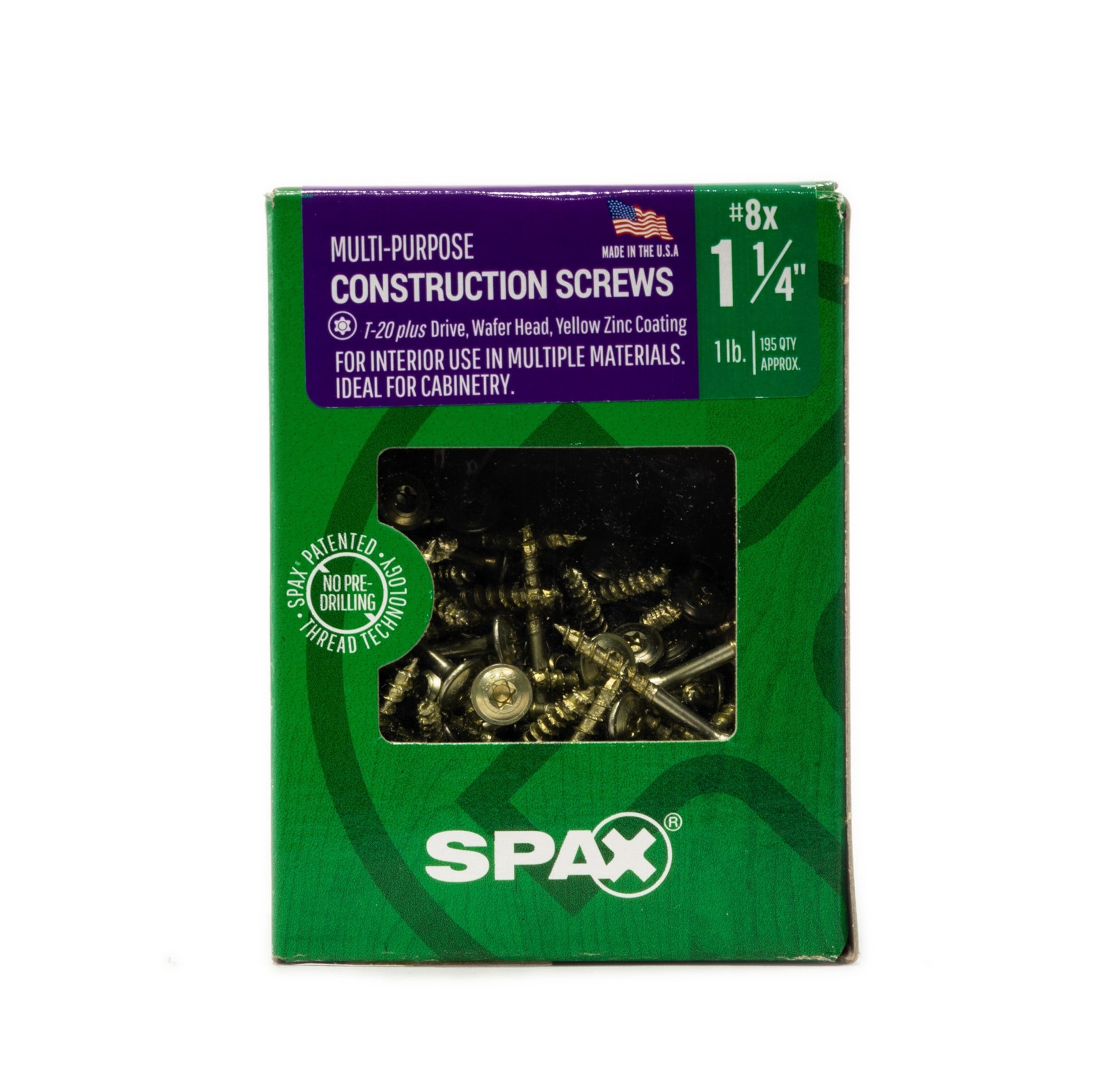 slide 3 of 6, SPAX Multi-Purpose #8 x 1-1/4-in Yellow zinc Interior Cabinet mounting screws ( 195 -Per Box ), 1 ct