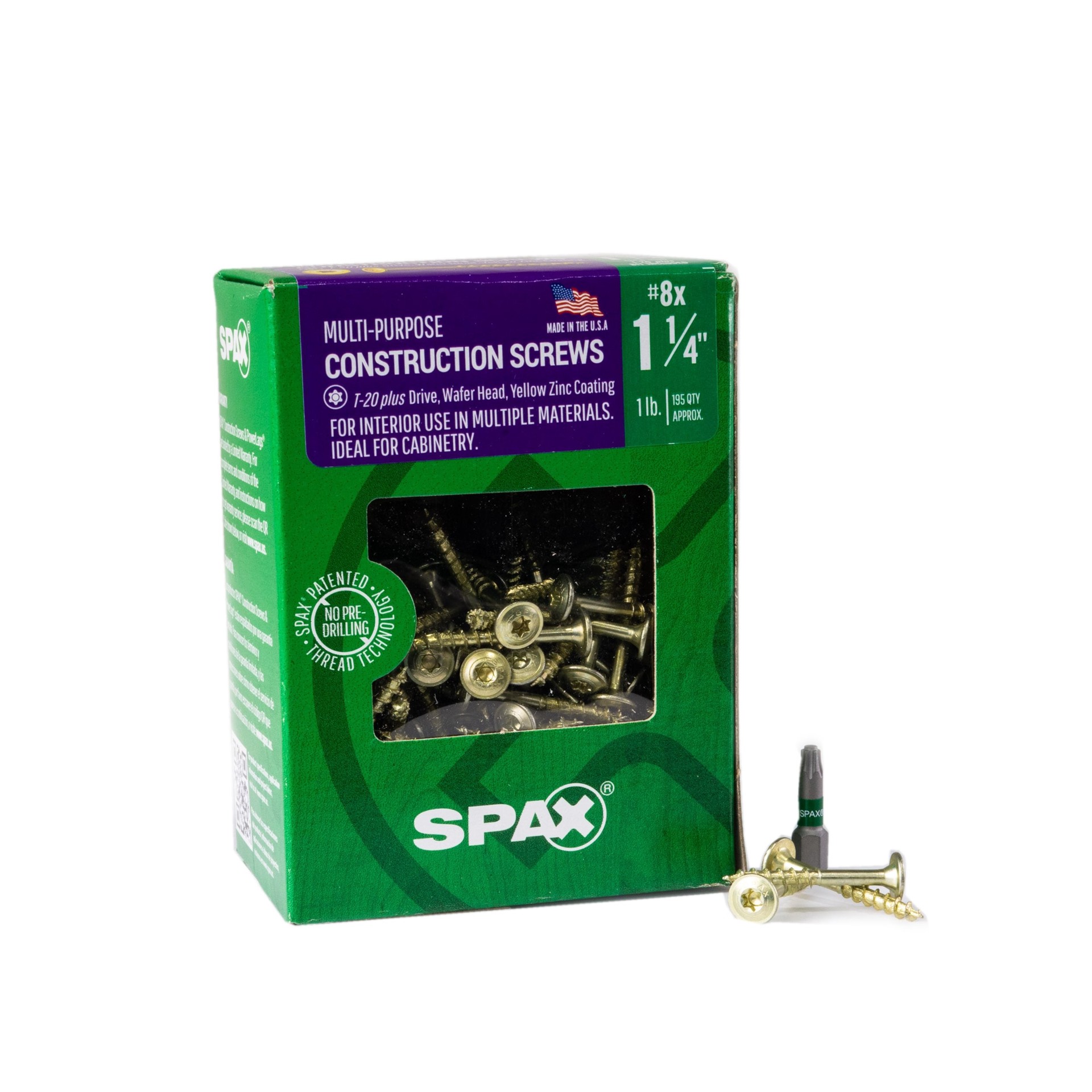 slide 1 of 6, SPAX Multi-Purpose #8 x 1-1/4-in Yellow zinc Interior Cabinet mounting screws ( 195 -Per Box ), 1 ct