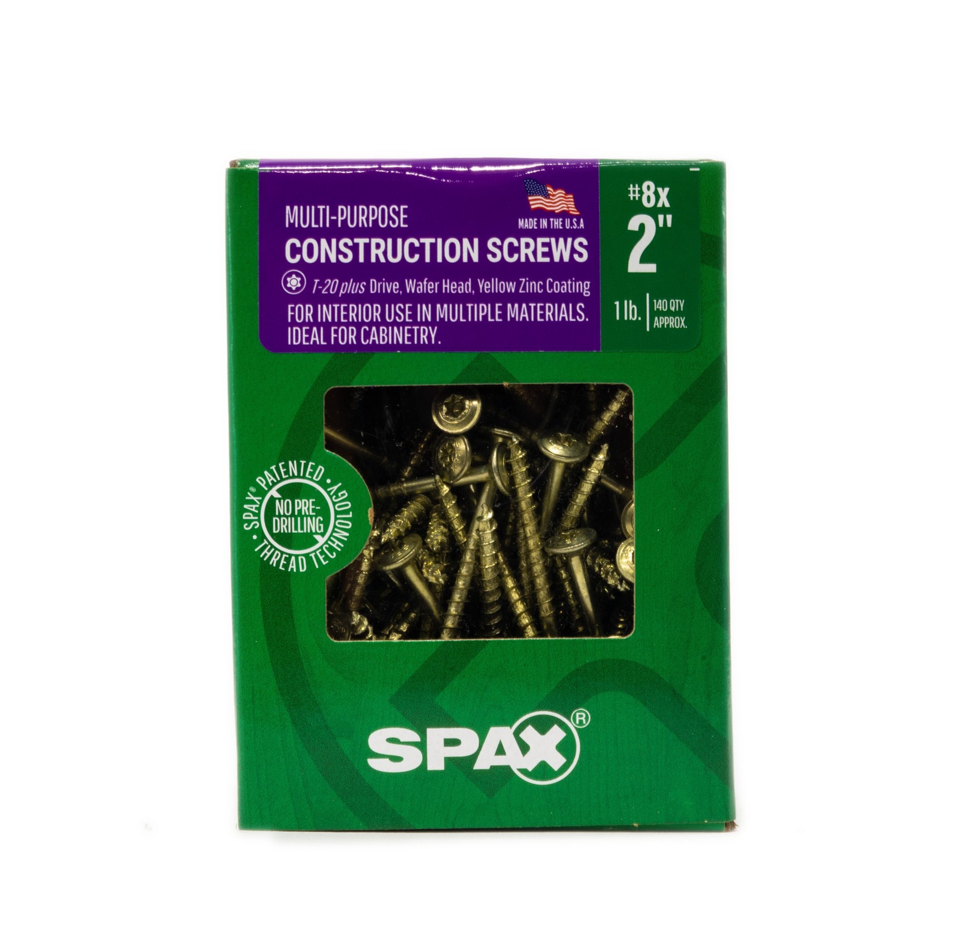 slide 3 of 6, SPAX Multi-Material #8 x 2-in Yellow zinc Interior Cabinet mounting screws ( 140 -Per Box ), 1 ct