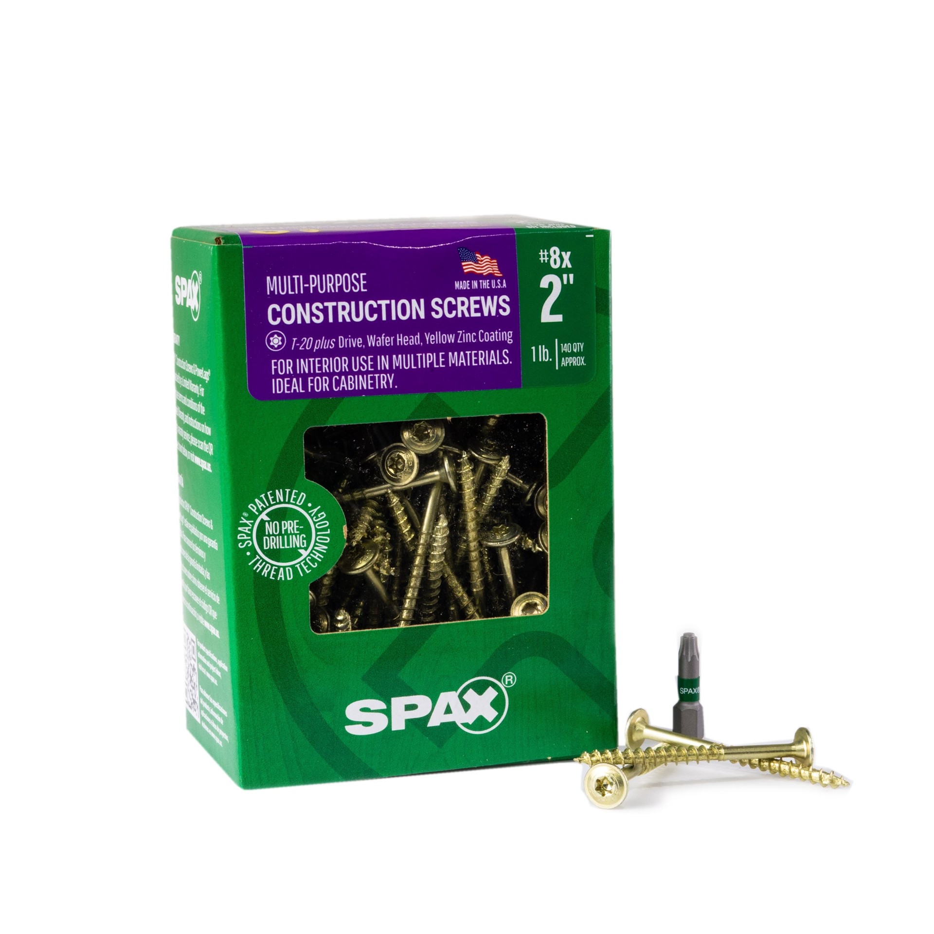 slide 1 of 6, SPAX Multi-Material #8 x 2-in Yellow zinc Interior Cabinet mounting screws ( 140 -Per Box ), 1 ct