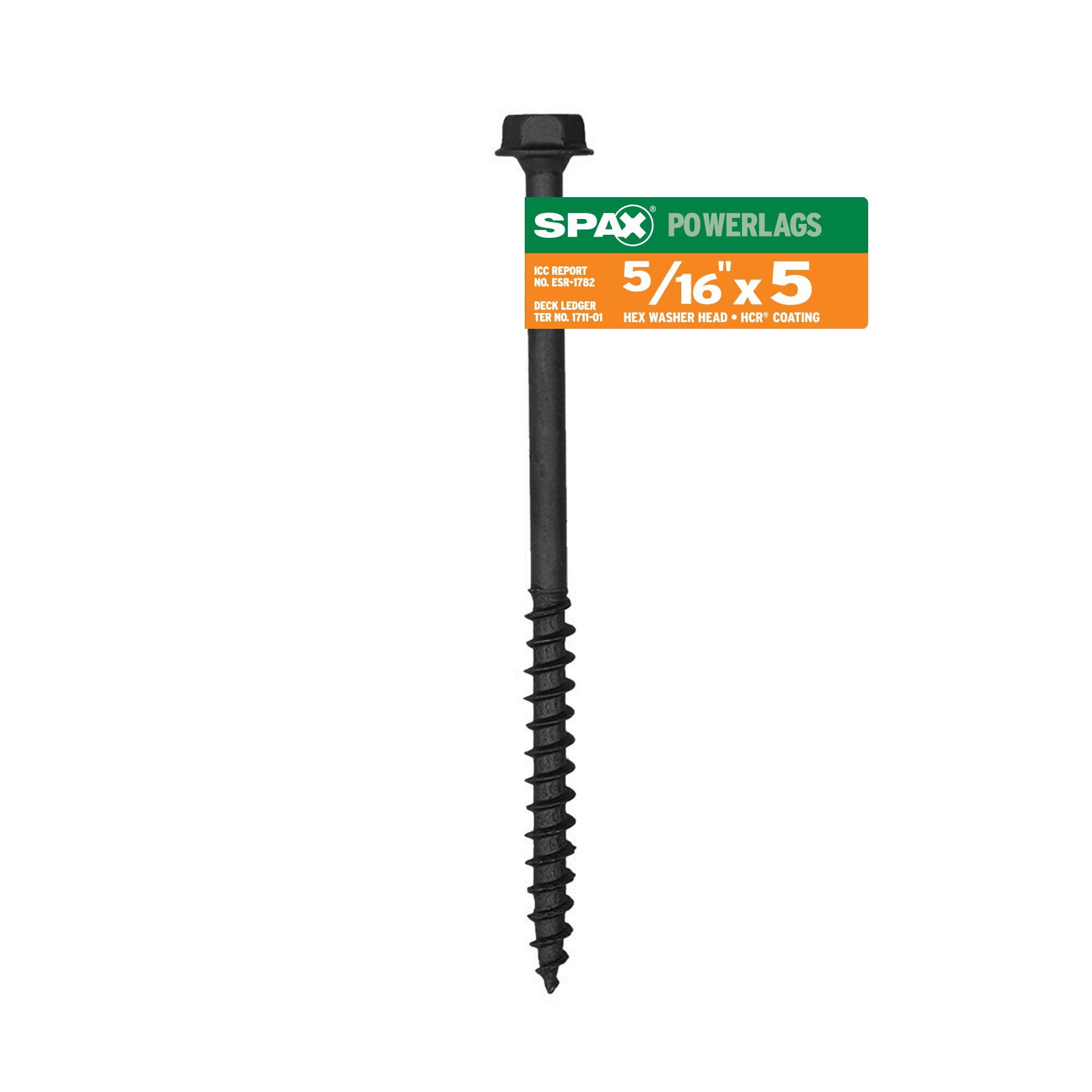 slide 1 of 4, SPAX 5/16-in x 5-in Black Coated Hex -Head Exterior Structural wood screws, 1 ct